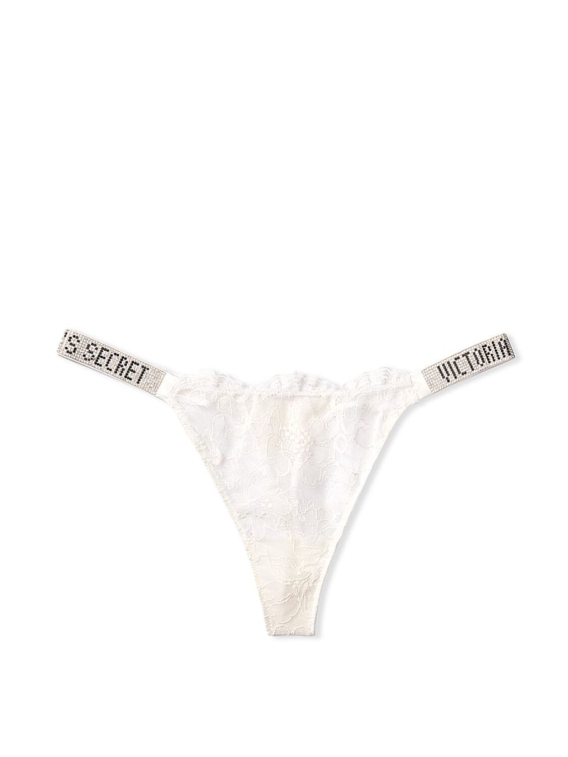 vs Very Sexy Bombshell Shine Strap Lace Thong Panty Coconut White 3 of 4 