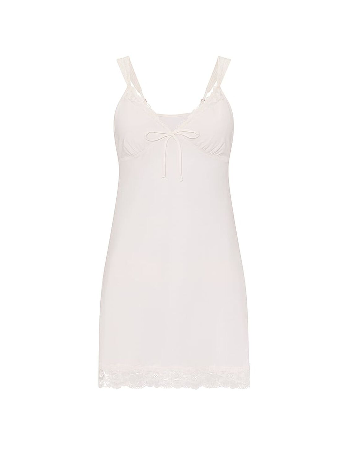 vs Victoria's Secret SoSoft&trade; Modal Lace-Trim Bridal Mini Slip Coconut White 3 of 3 