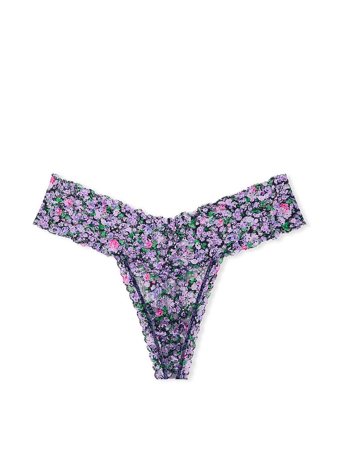 vs The Lacie Lace Thong Panty Ensign Navy Ditsy Floral 3 of 3 