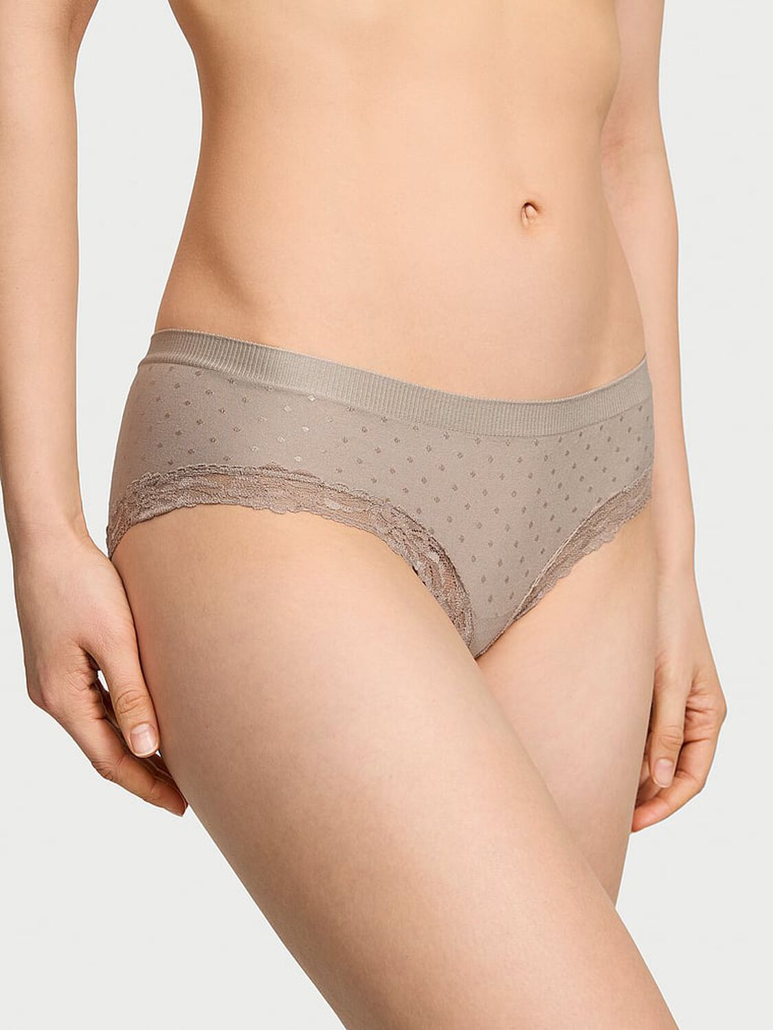 vs Seamless Seamless Lace-Trim Hiphugger Panty Dove Grey 1 of 3 