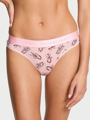 Logo Cotton Thong Panty