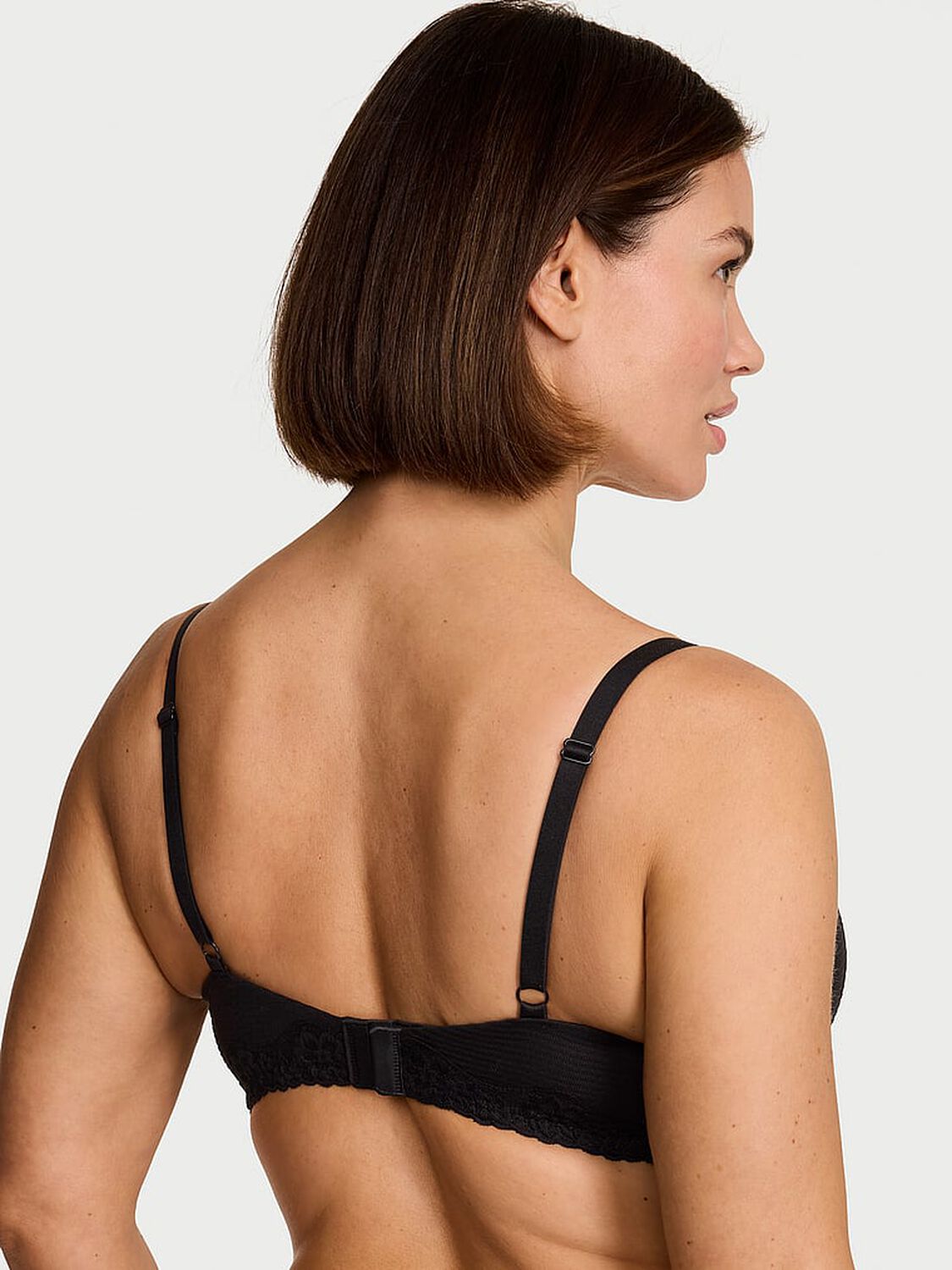 vs The T-Shirt Perfect Shape Cotton Shadow Stripe Lace-Trim Push-Up Bra Black 2 of 3 