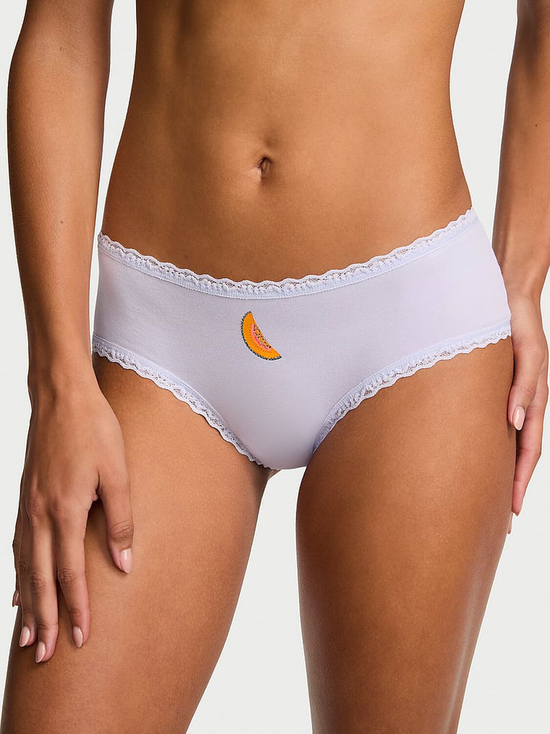 vs Lace Trim Cotton Lace-Waist Cheeky Panty Belle Flower Fruit 1 of 3 