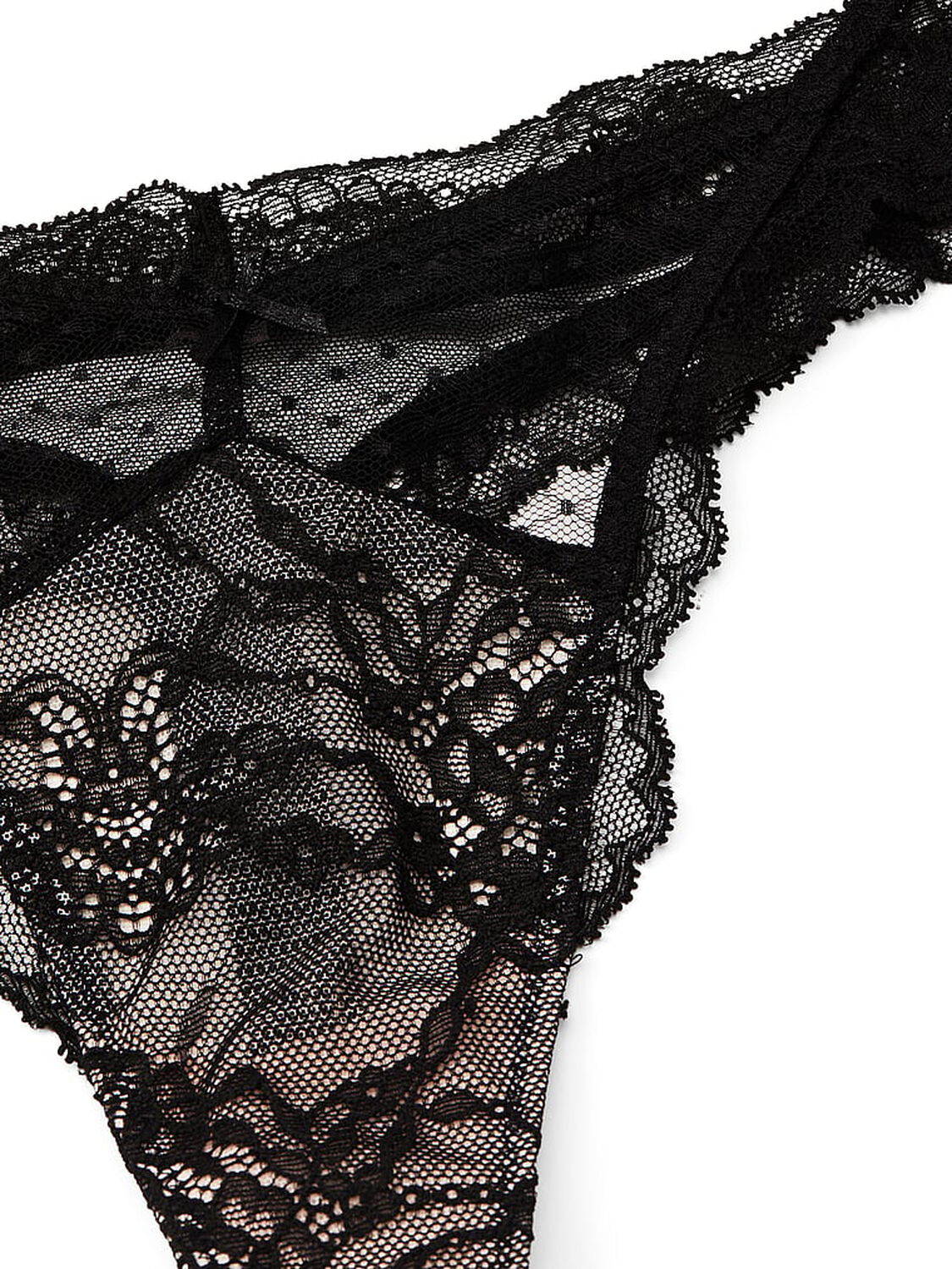 vs Dream Angels Lace & Mesh Thong Panty Black & Purest Pink 4 of 4 