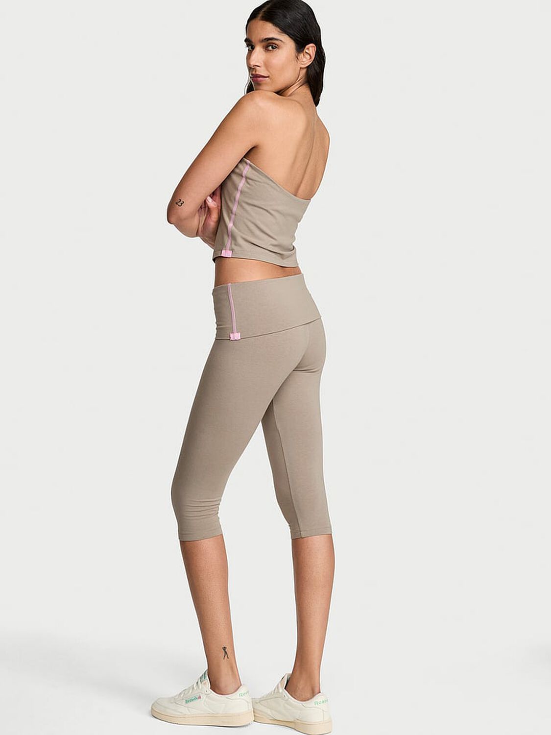vs Angel Essentials Cotton Foldover Capri Legging Dove Grey 2 of 3 