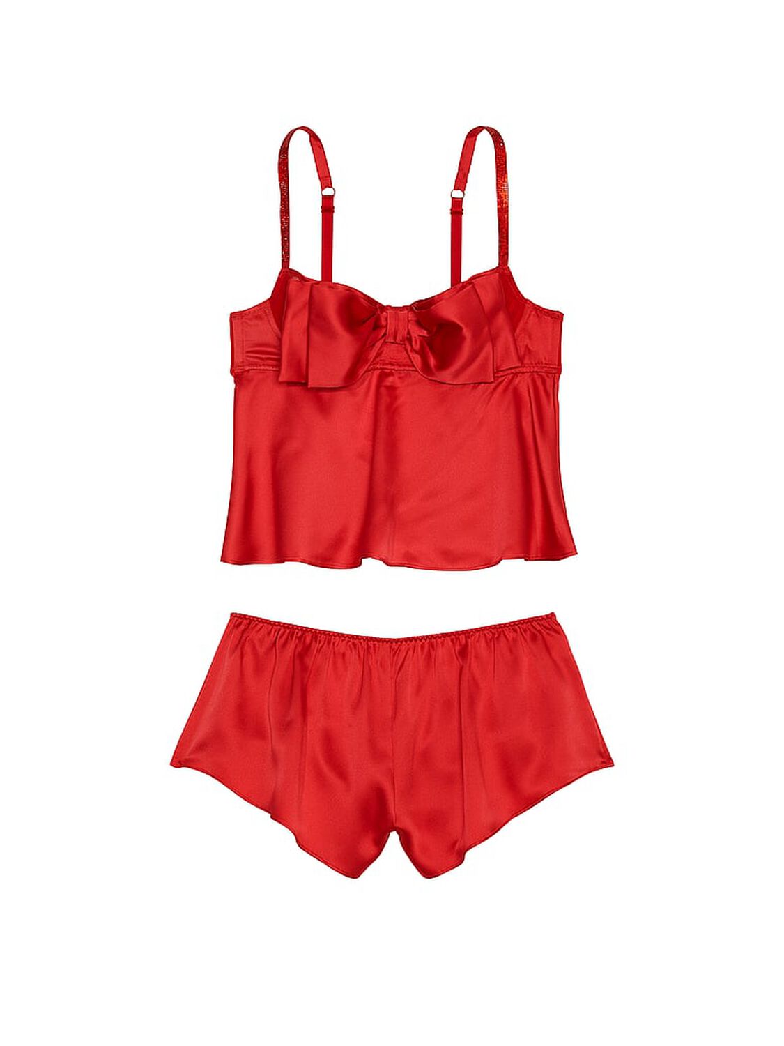 vs Victoria's Secret Bow-Topped Satin Cami Set Black 3 of 4 