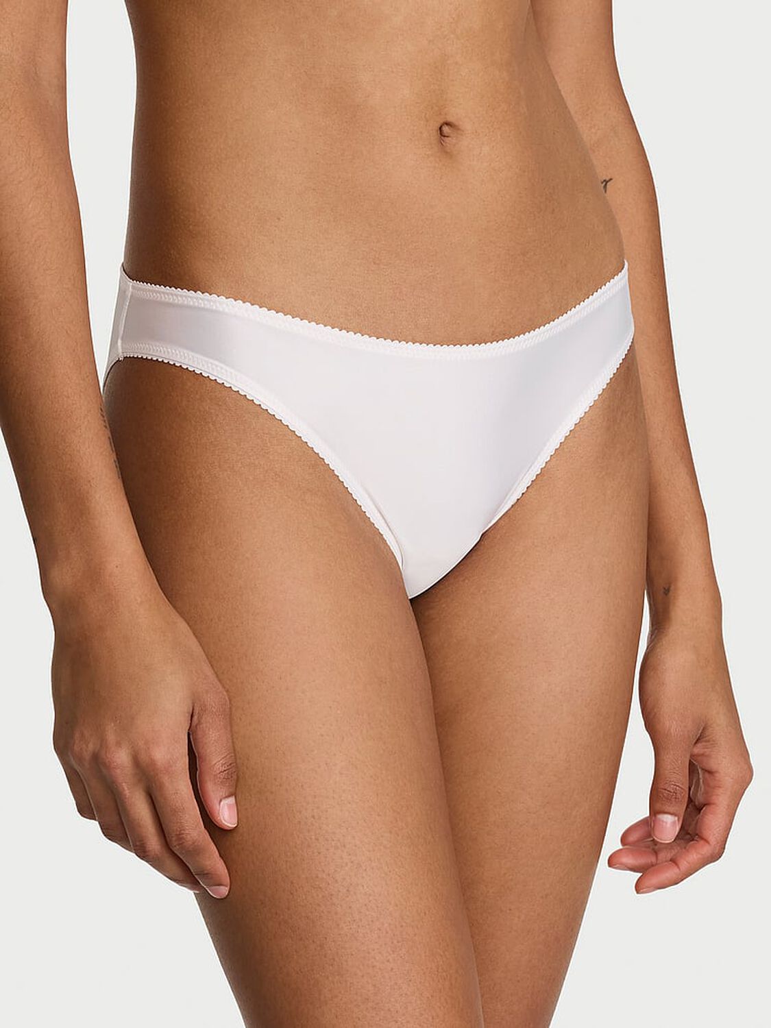 vs Dream Angels Satin & Mesh Bride Bikini Panty Coconut White 1 of 3 