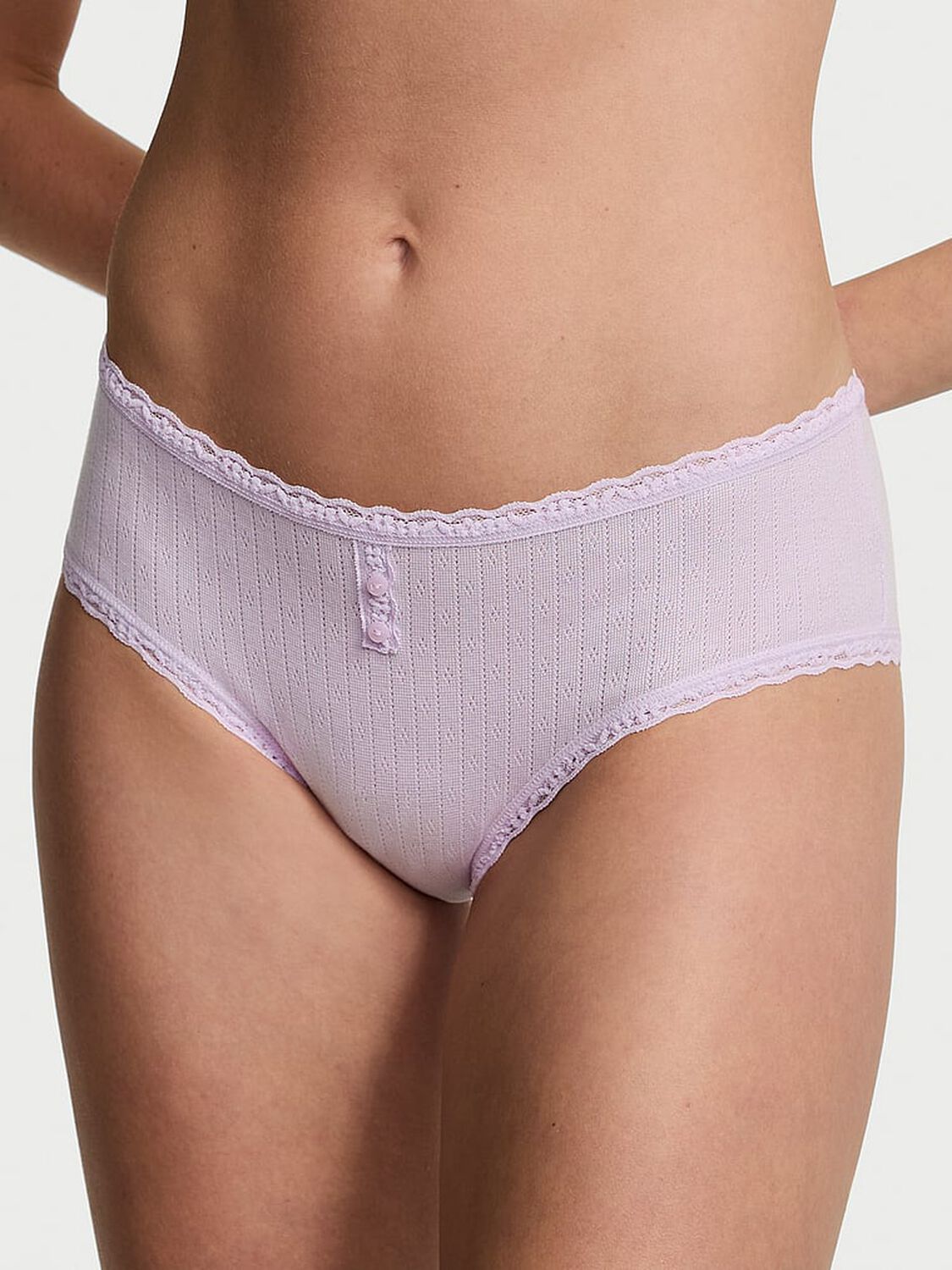 vs The Lacie Cotton Pointelle Lace-Trim Cheeky Panty 1 of 3 