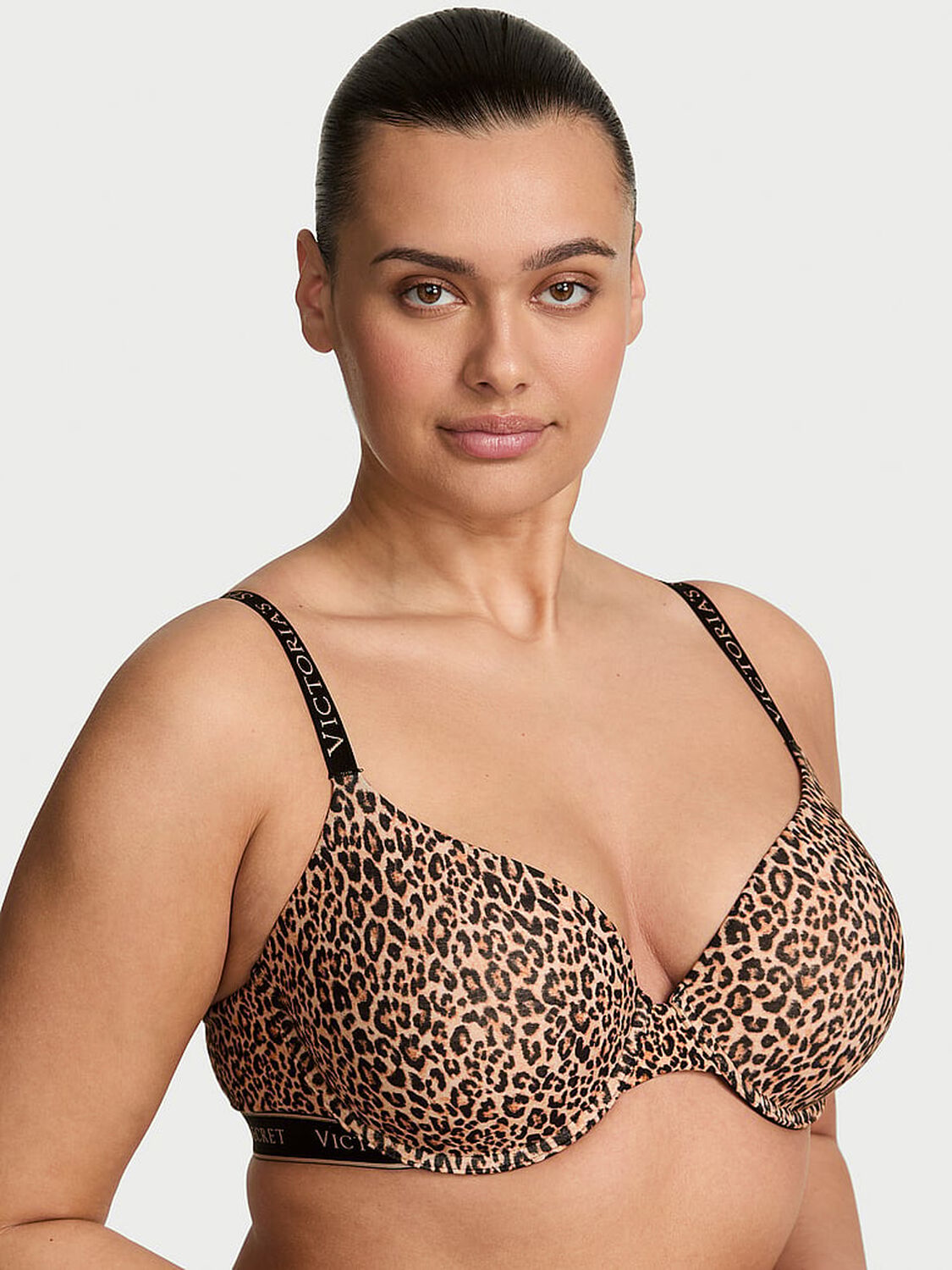 vs The T-Shirt Cotton Lightly Lined Demi Bra Leopard 1 of 3 
