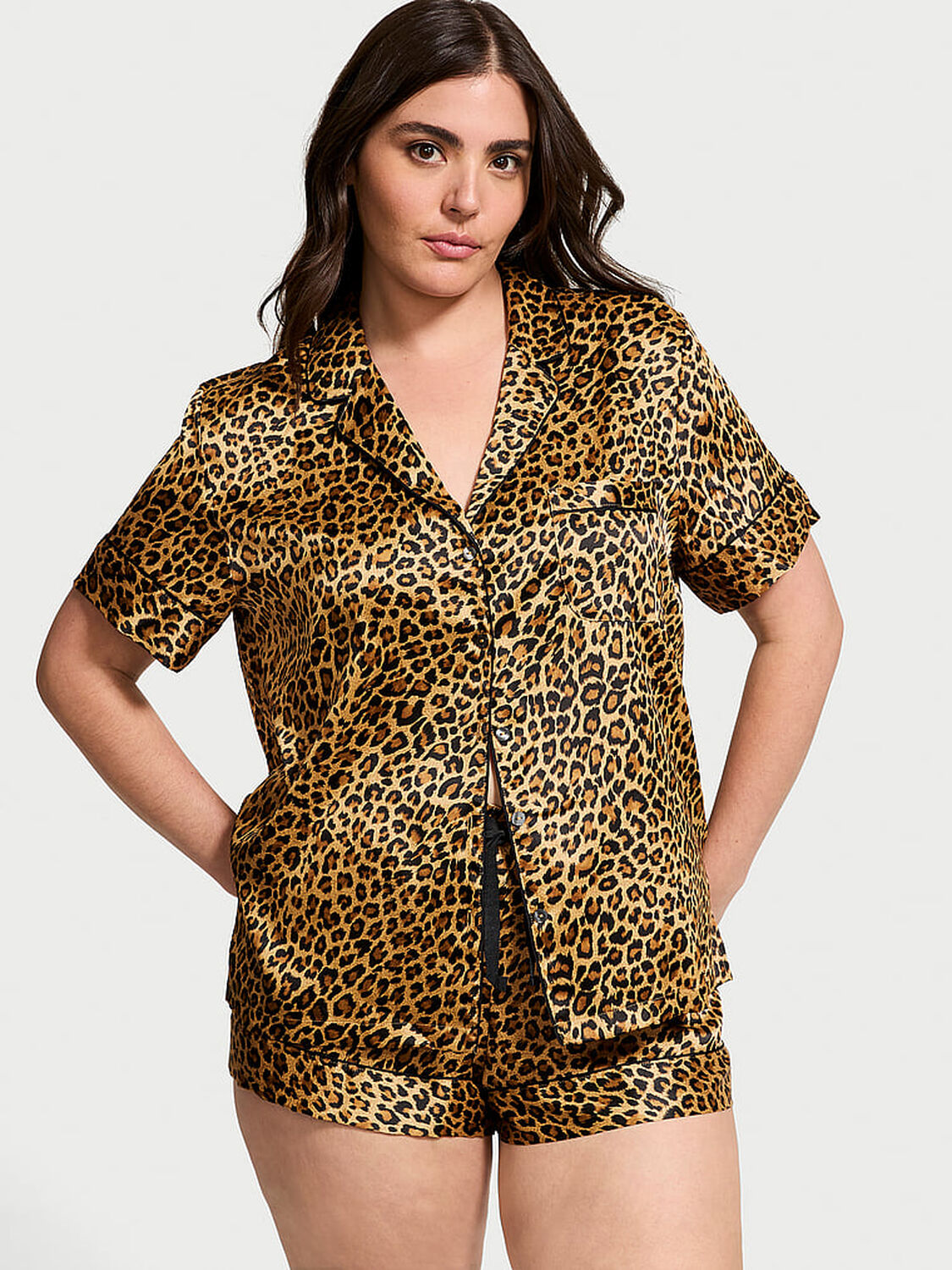 vs Victoria's Secret Satin Short Pajama Set New Glam Leo 1 of 3 