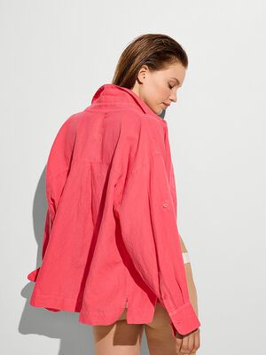 Beachwear Linen Boxy Long-Sleeve Shirt