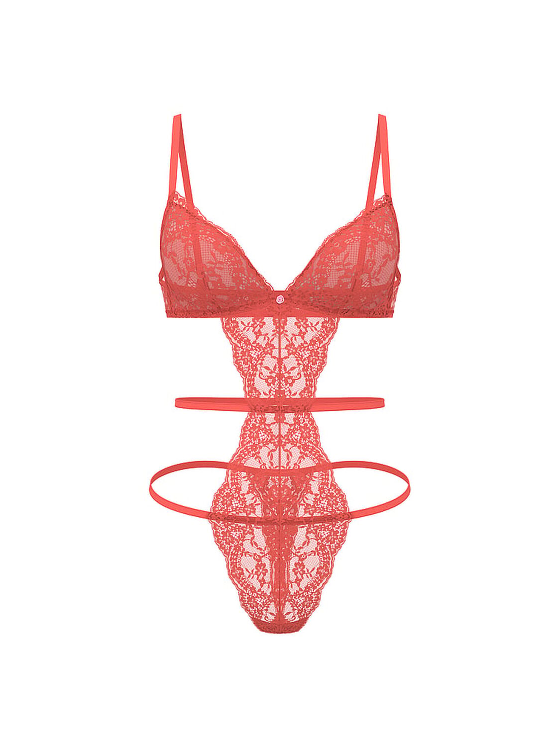 vs Dream Angels Dare to Dream Lace Strappy Triangle Teddy Cactus Flower 3 of 3 