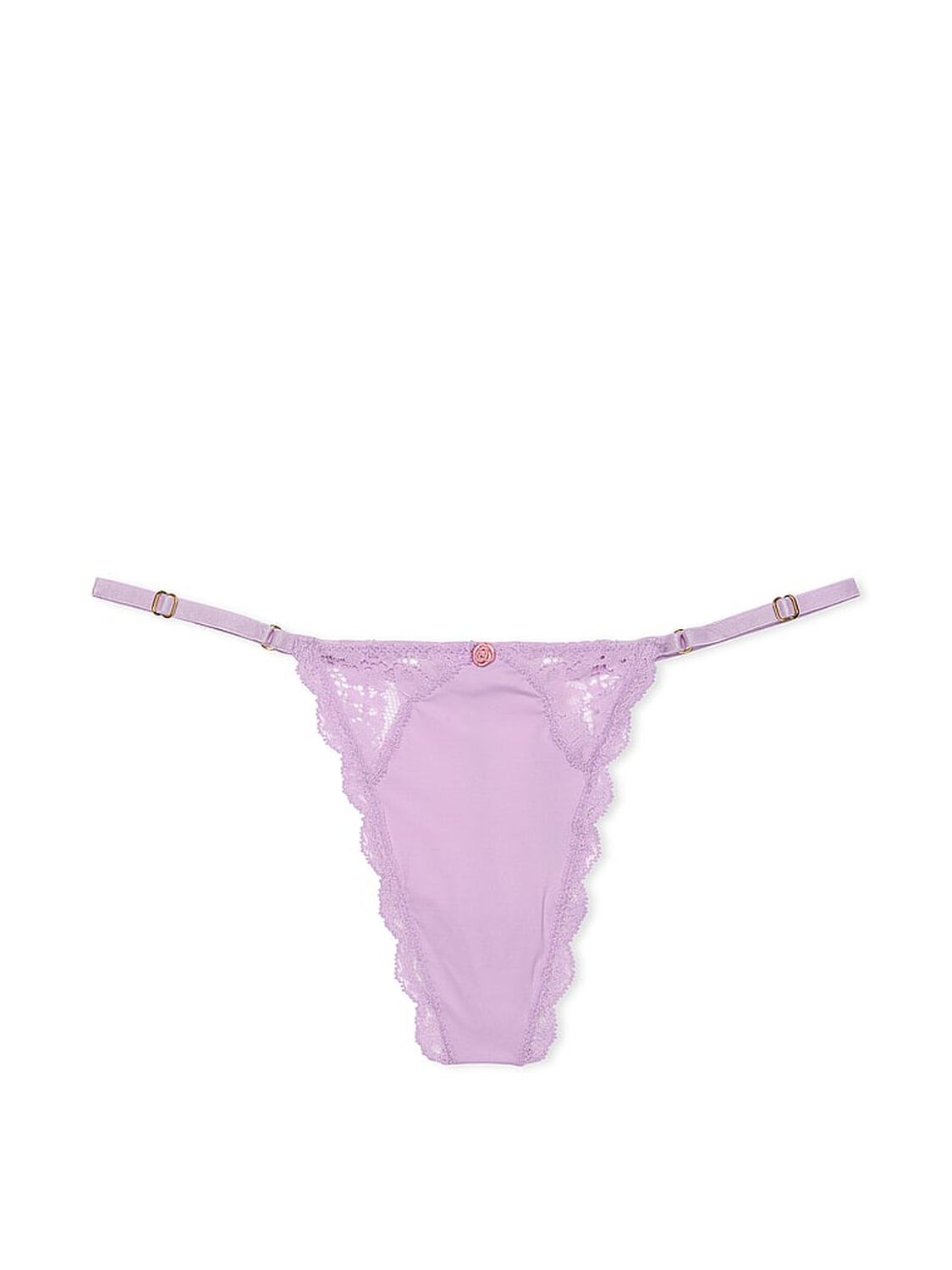vs Dream Angels Lace-Trim Adjustable V-String Panty Silky Lilac 3 of 3 
