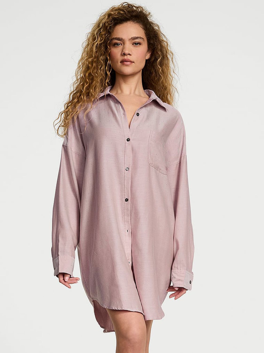 vs Victoria's Secret Modal-Cotton Sleepshirt Nostalgia Rose Herringbone 1 of 3 