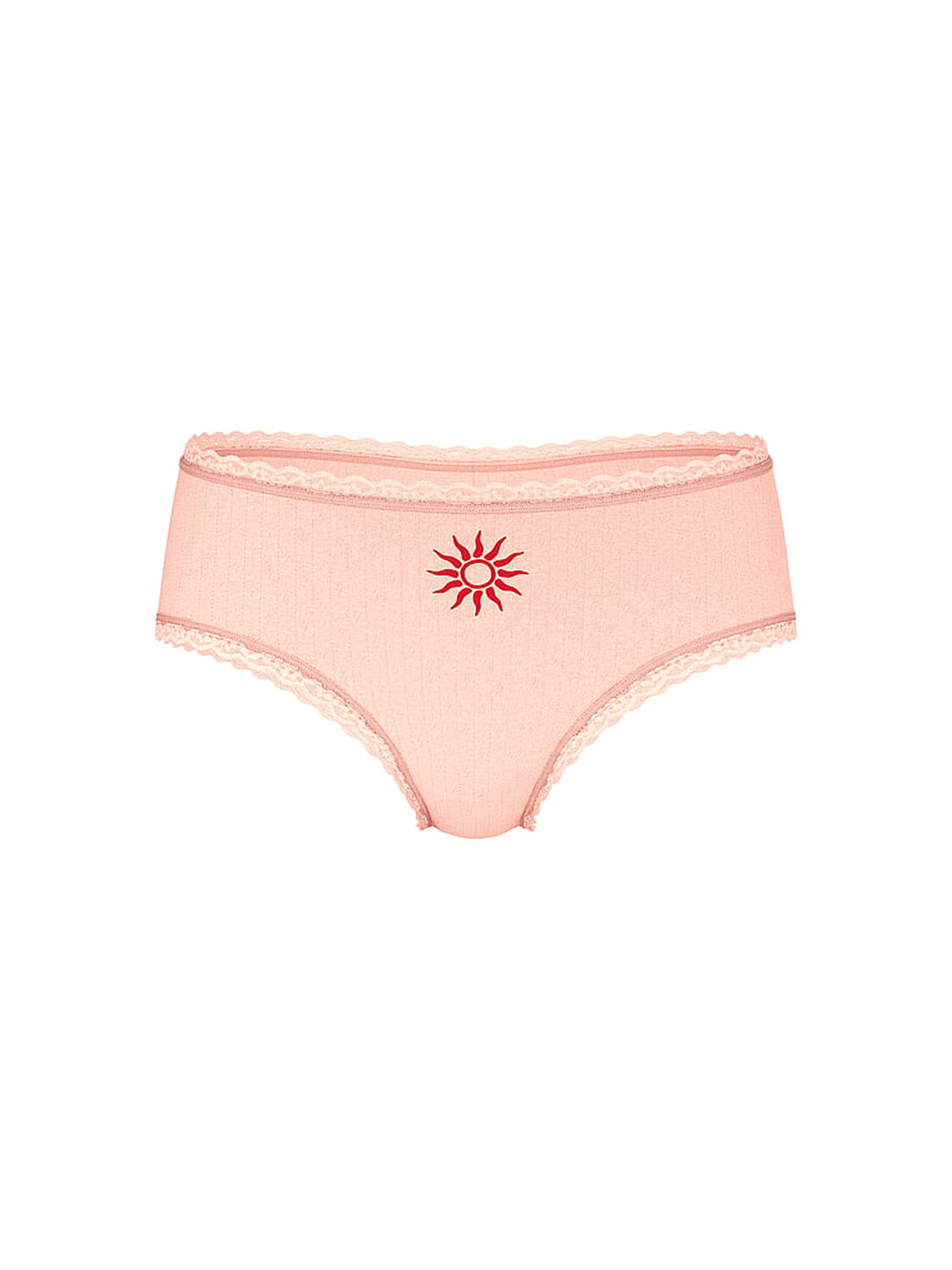 vs The Lacie Stretch Cotton Pointelle Lace-Waist Cheeky Panty Peach 3 of 3 