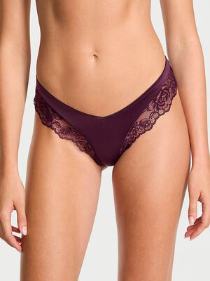 Rose Lace-Trim High-Leg Cheeky Panty