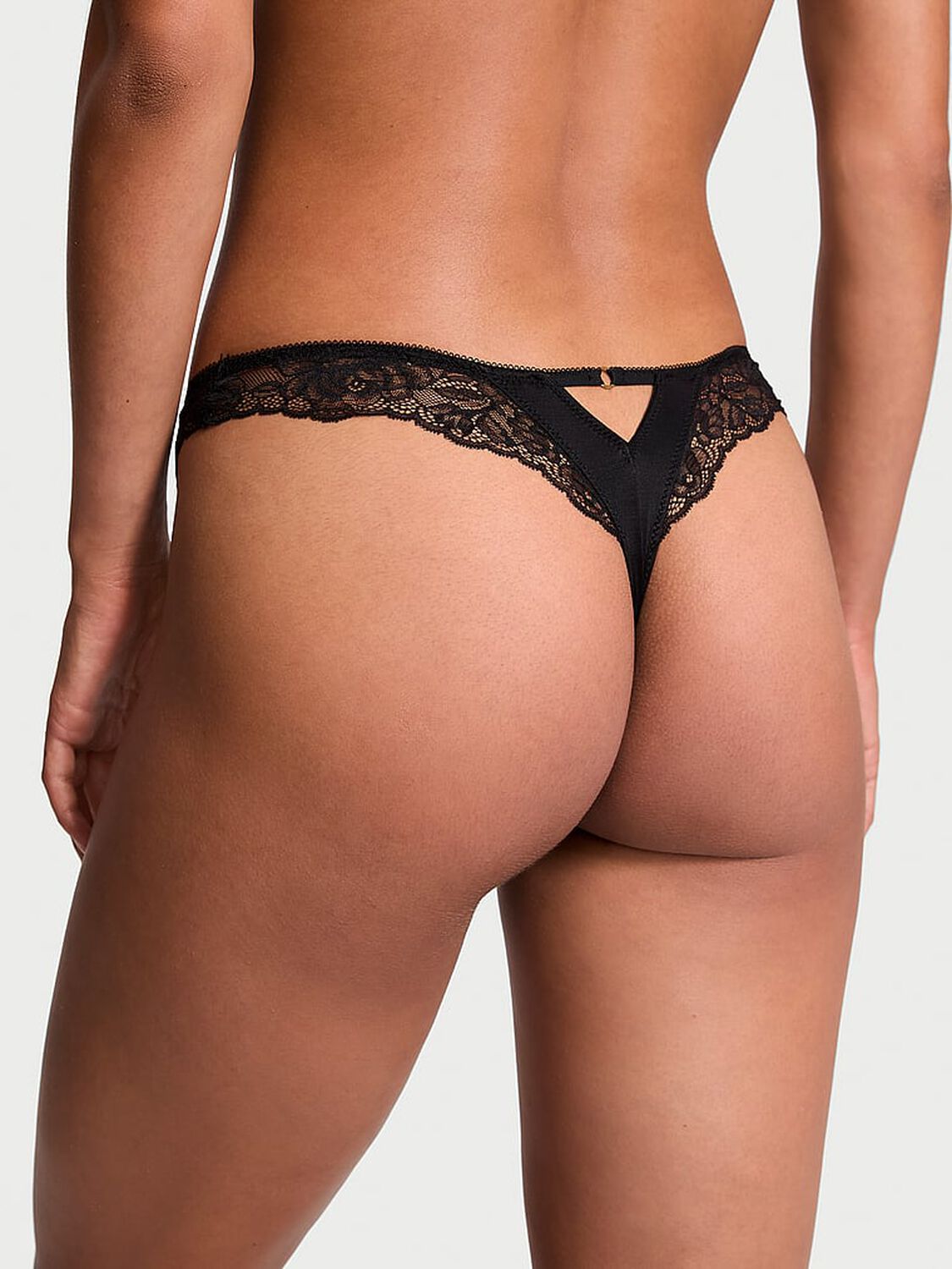 vs Very Sexy Rose Lace-Trim High-Leg Thong Panty Black 2 of 3 