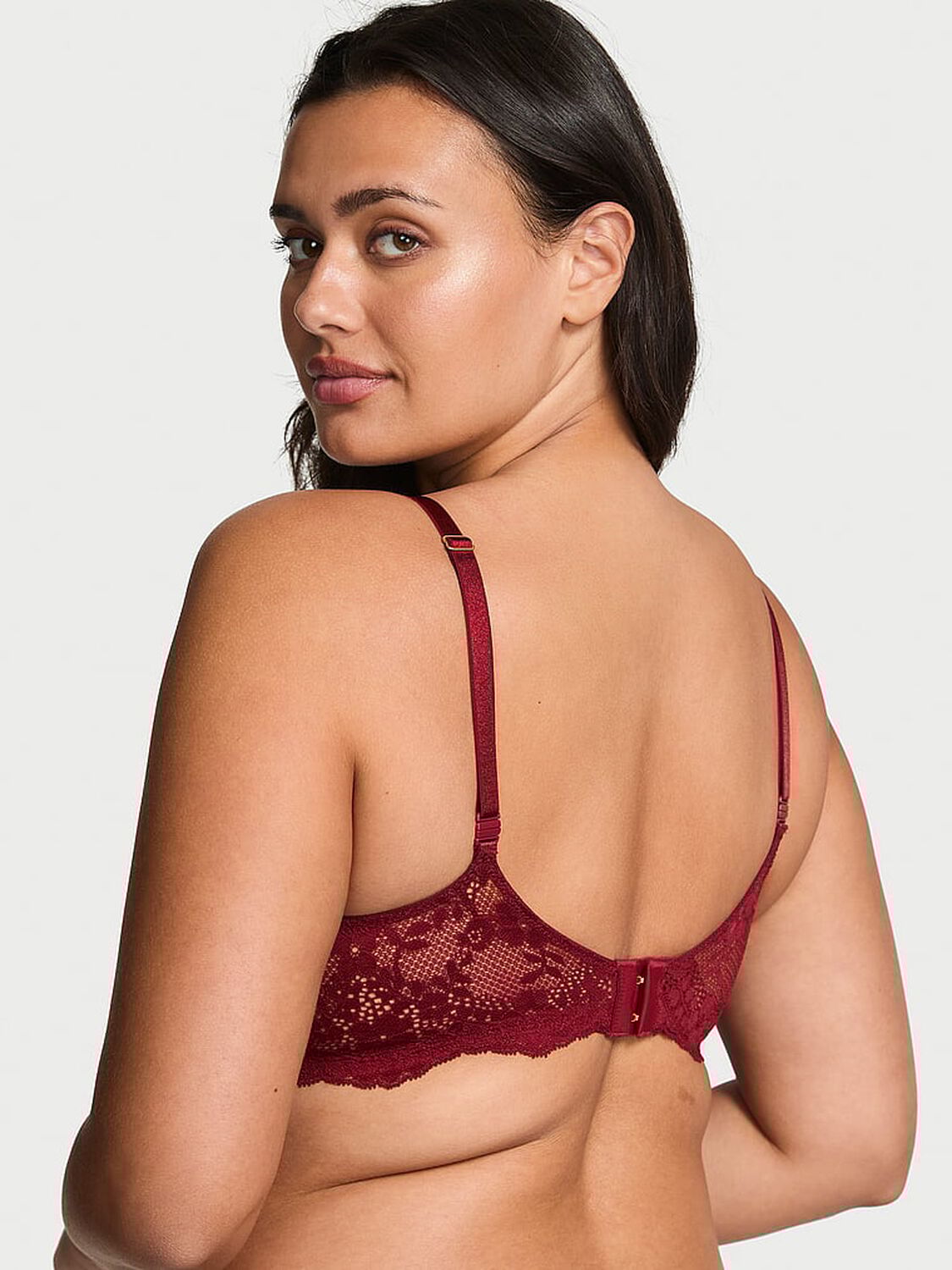 vs Dream Angels Wicked Unlined Lace Balconette Bra Sangria Red 2 of 2 