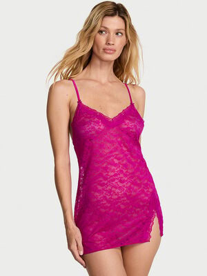 Sheer Heritage Rose Lace Mini Slip Dress