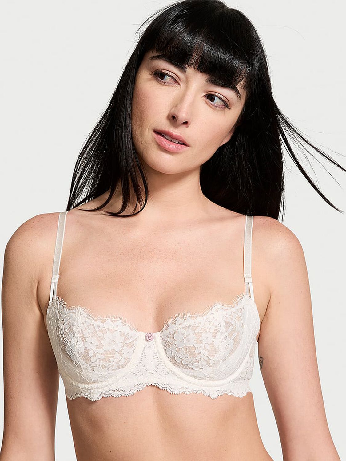 vs Dream Angels Wicked Unlined Lace Balconette Bra Coconut White 1 of 4 