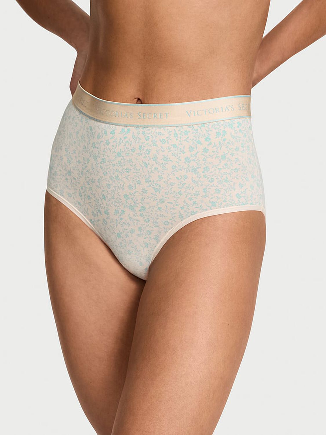 vs Cotton Logo Cotton Modern Brief Panty Blue Scattered Floral 1 of 2 