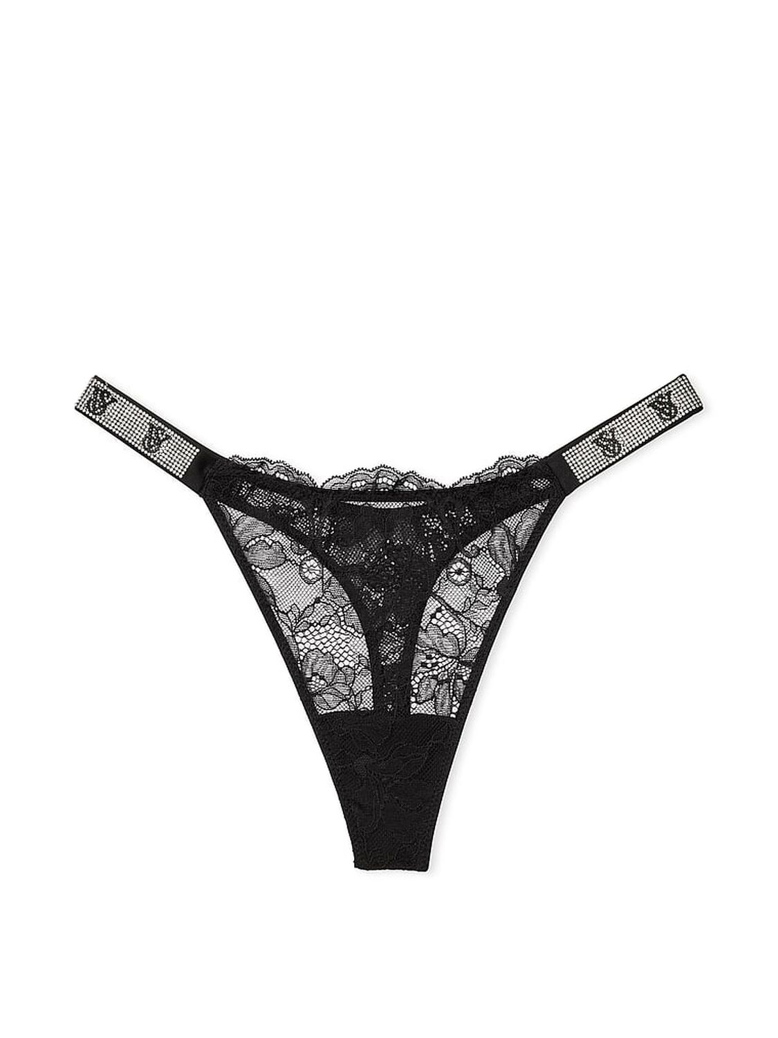 vs Very Sexy Shine Strap Lace Thong Panty Black 3 of 4 