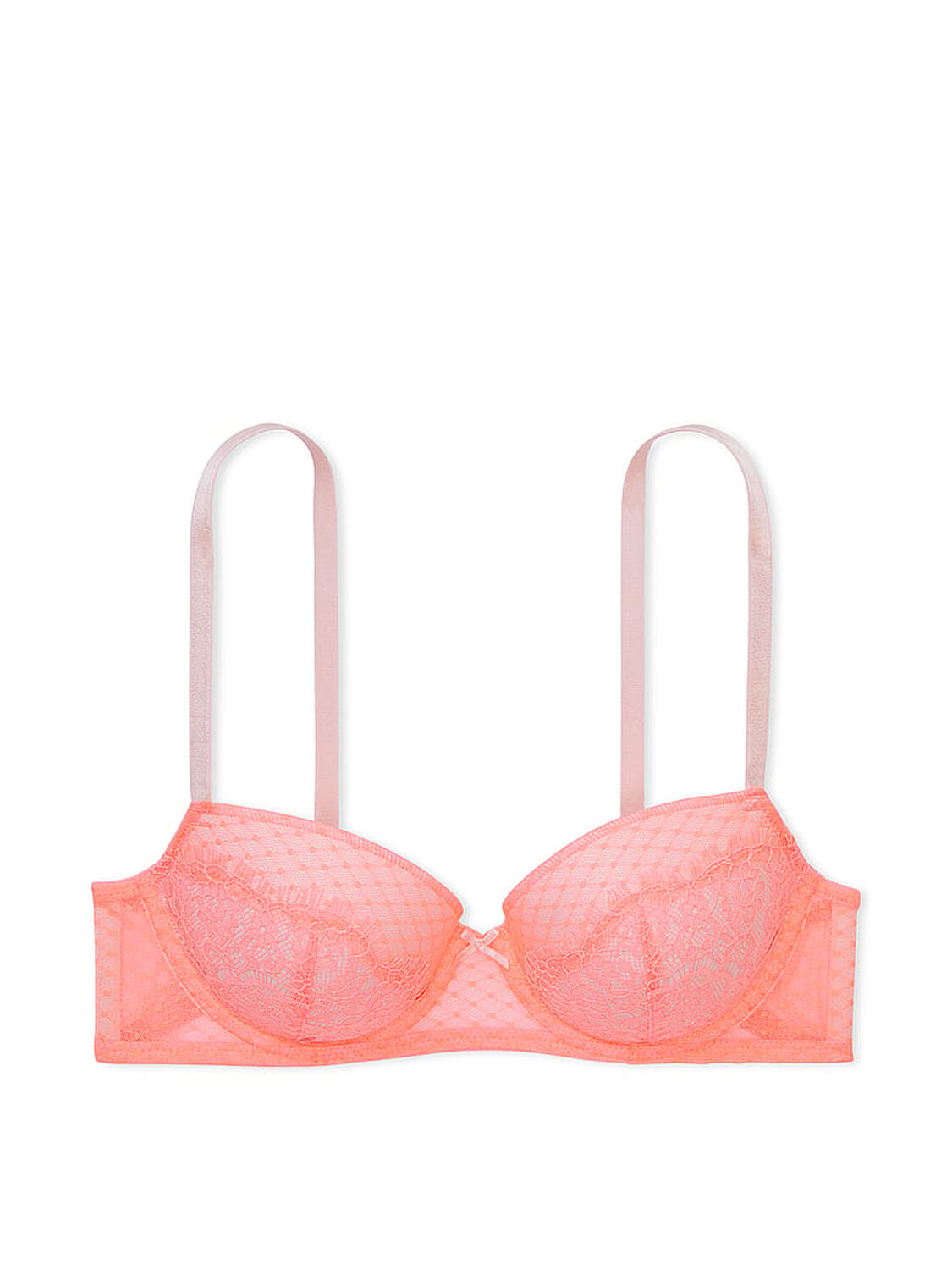 vs Dream Angels Lace Lightly Lined Demi Bra Neon Nectar 3 of 4 