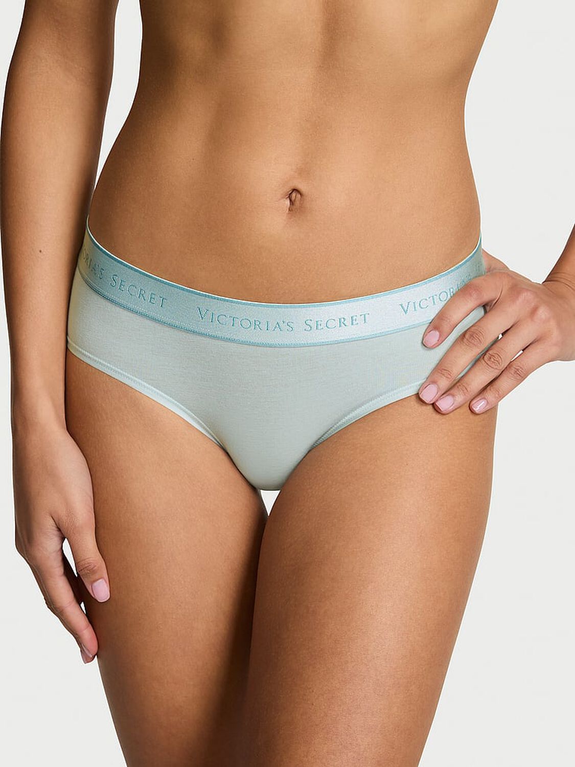 vs Cotton Logo Cotton Hiphugger Panty Yacht Blue 1 of 3 