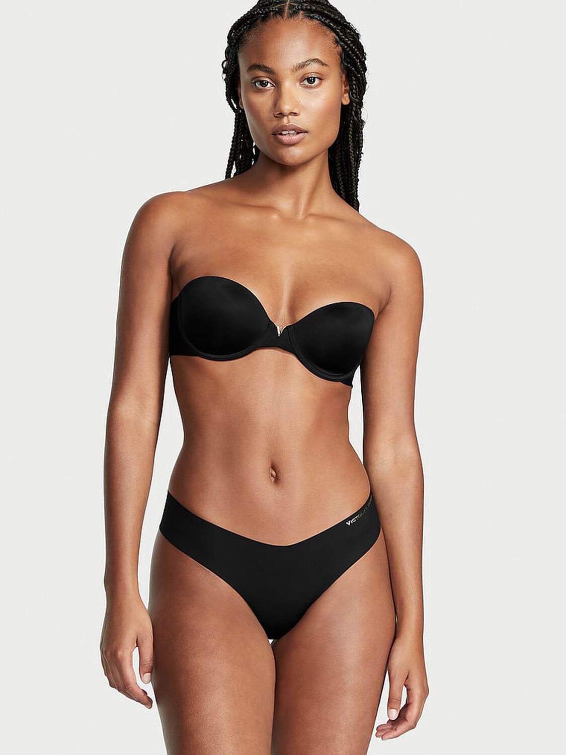 vs Victoria's Secret Bare Illusions Lightly Lined Smooth Strapless Bra Black 1 of 4 