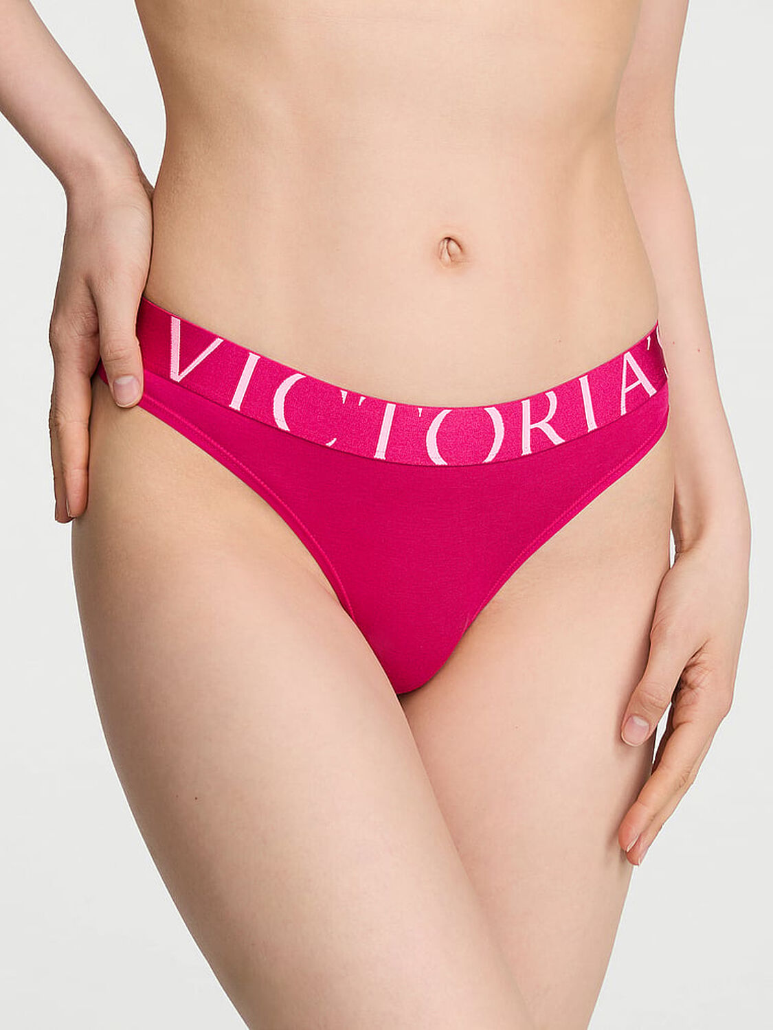 vs Cotton Exploded Logo Cotton Thong Panty Vibrant Fuchsia 1 of 3 
