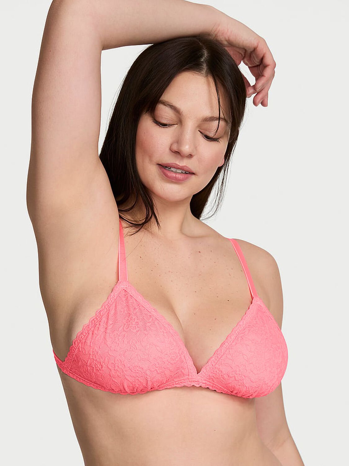 vs Victoria's Secret Lacie Unlined Triangle Bralette Pink Highlighter 1 of 2 