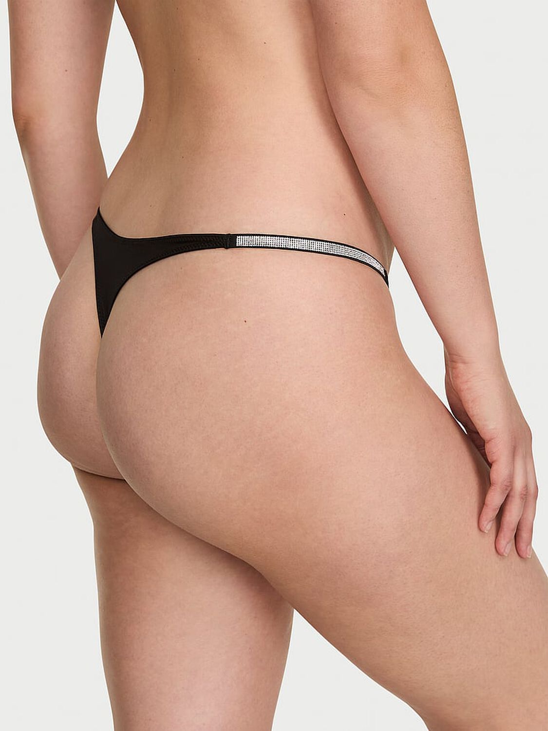vs Very Sexy Shine Bow Thong Panty Black 2 of 3 