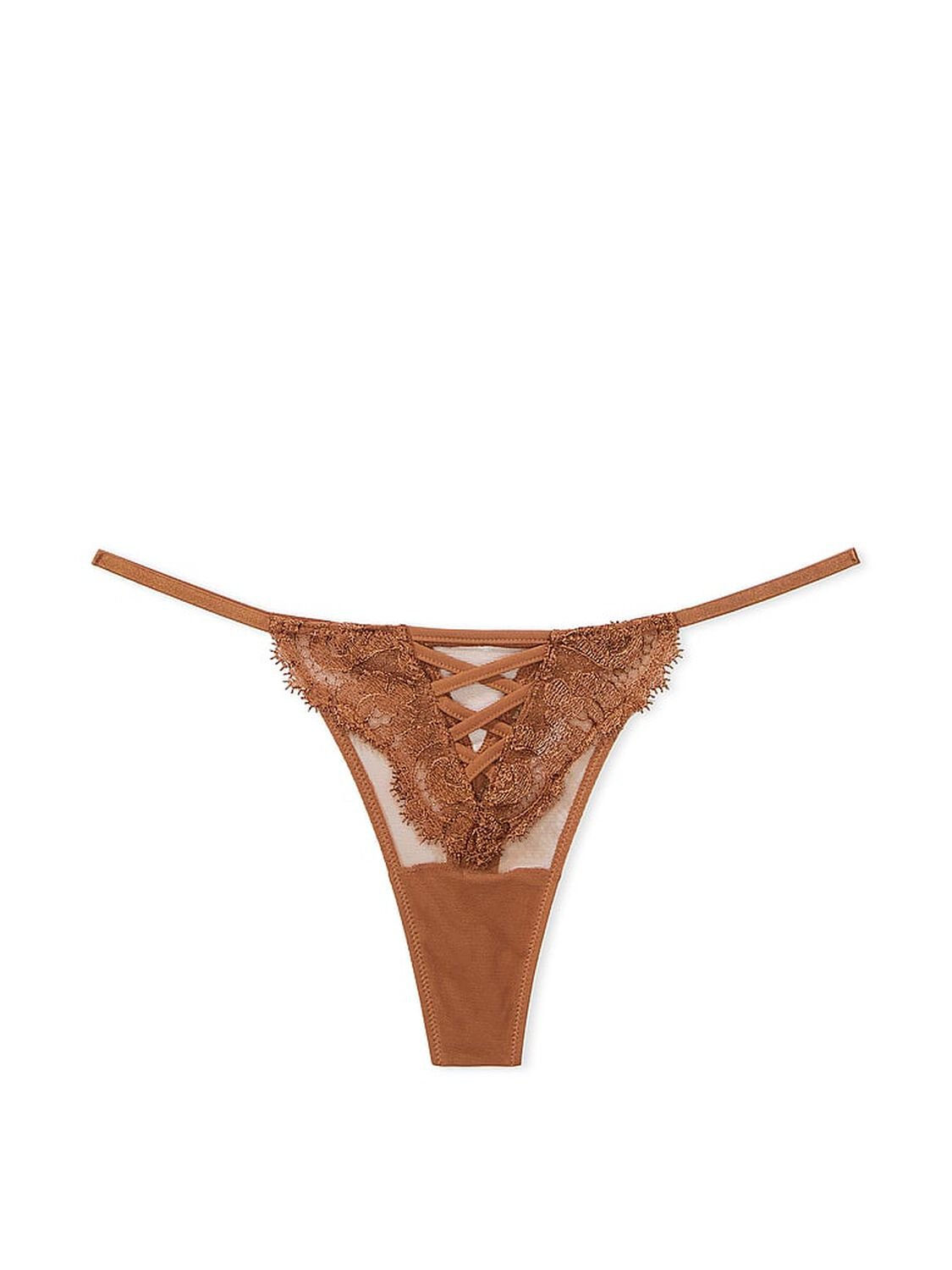vs Dream Angels Boho Floral Embroidery Thong Panty Caramel 1 of 1 