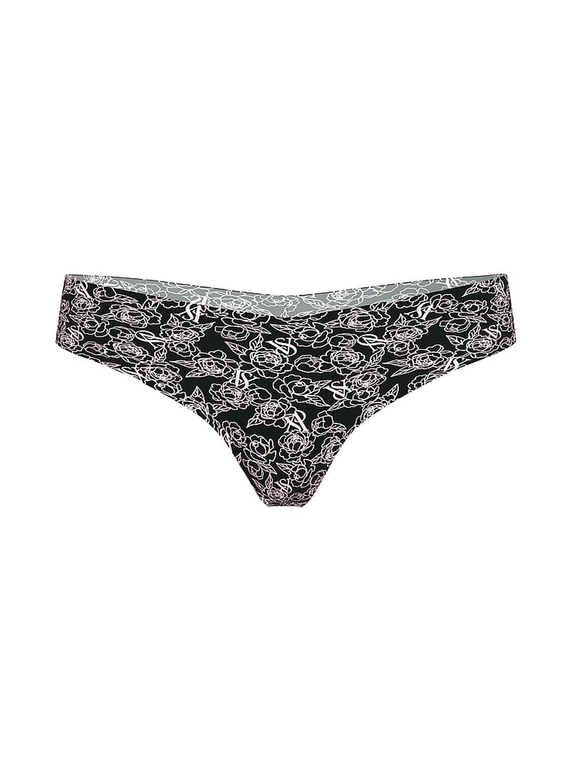 vs No-Show No-Show Thong Panty Black Sketch Floral 3 of 3 