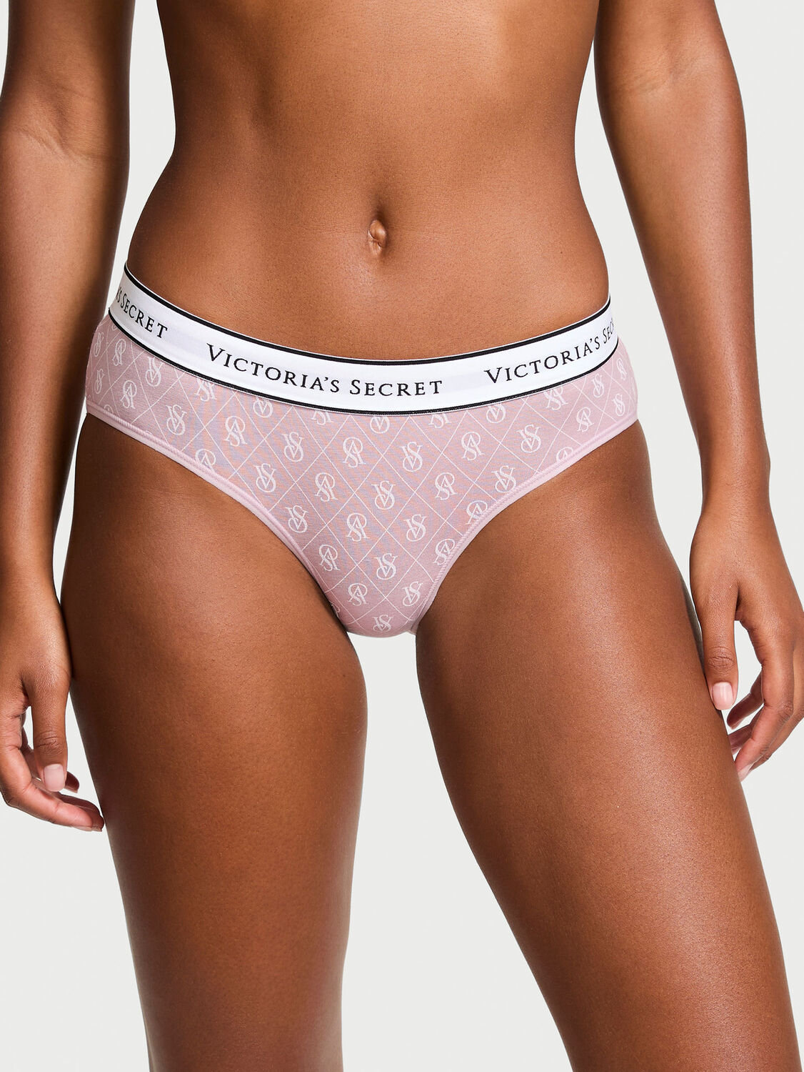 vs Cotton Logo Cotton Hiphugger Panty Logo Pink 1 of 3 