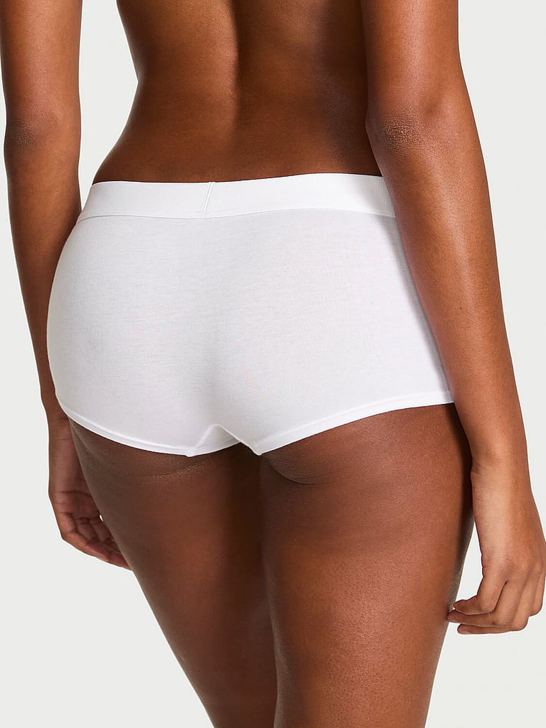 vs Cotton Logo Cotton Shine Patch Boyshort Panty Vs White 2 of 2 