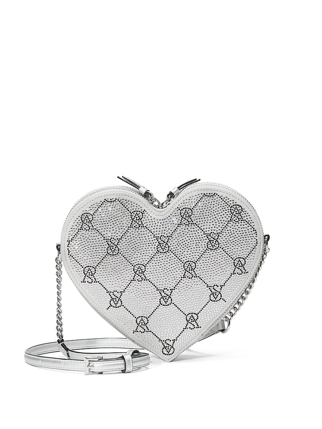vs Victoria's Secret Heart Crossbody Bag Silver Rhinestone 1 of 4 