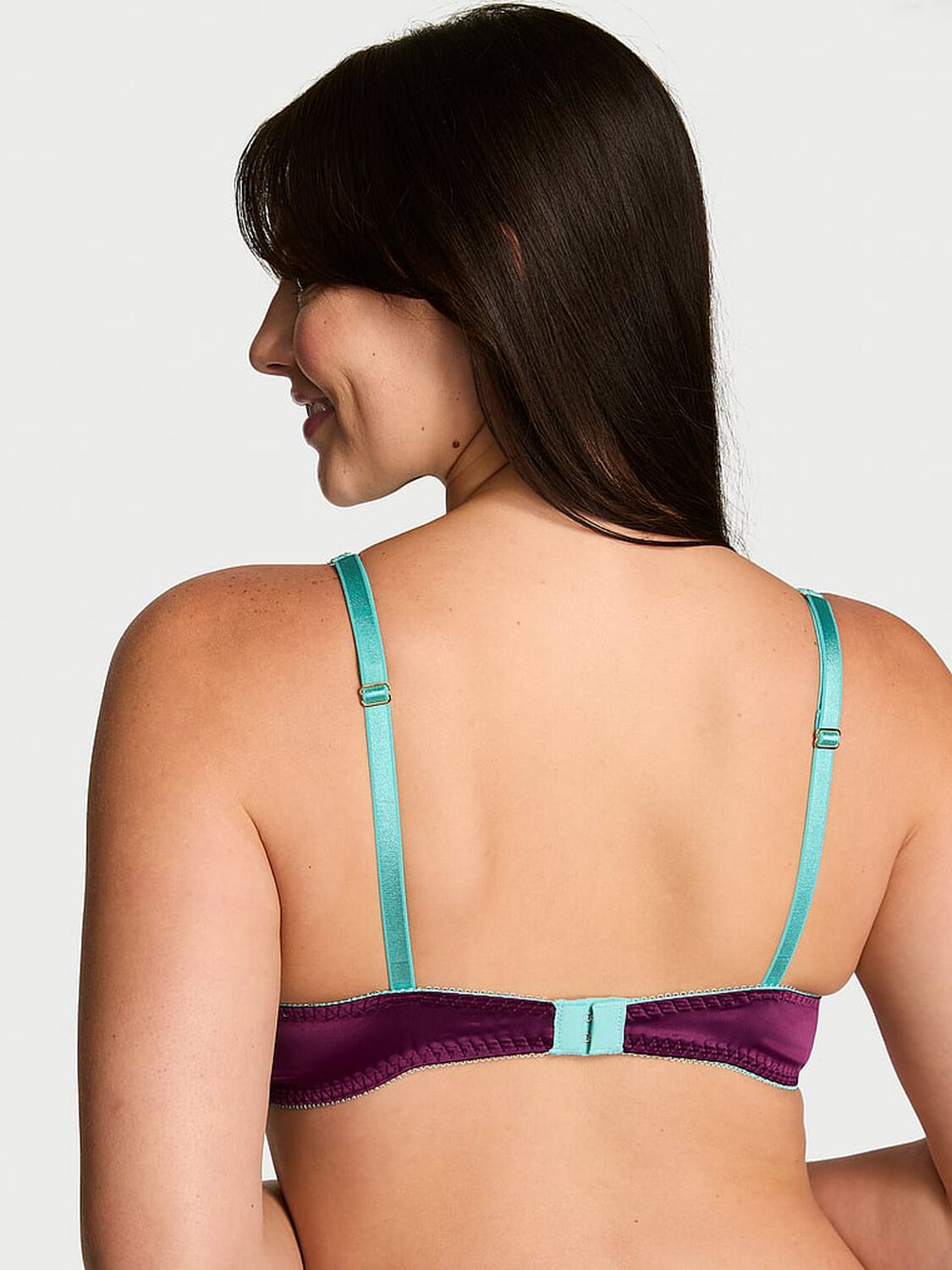 vs Victoria's Secret Tease Satin Lace-Trim Wireless Plunge Bra Party On 2 of 2 