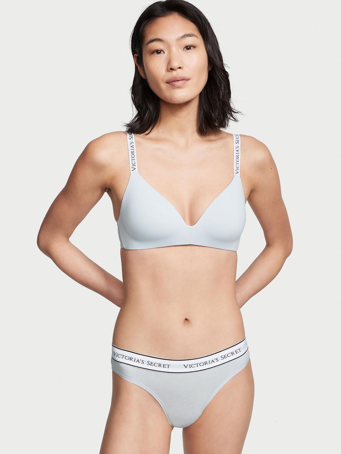vs Cotton Logo Cotton Thong Panty Ballad Blue 1 of 3 