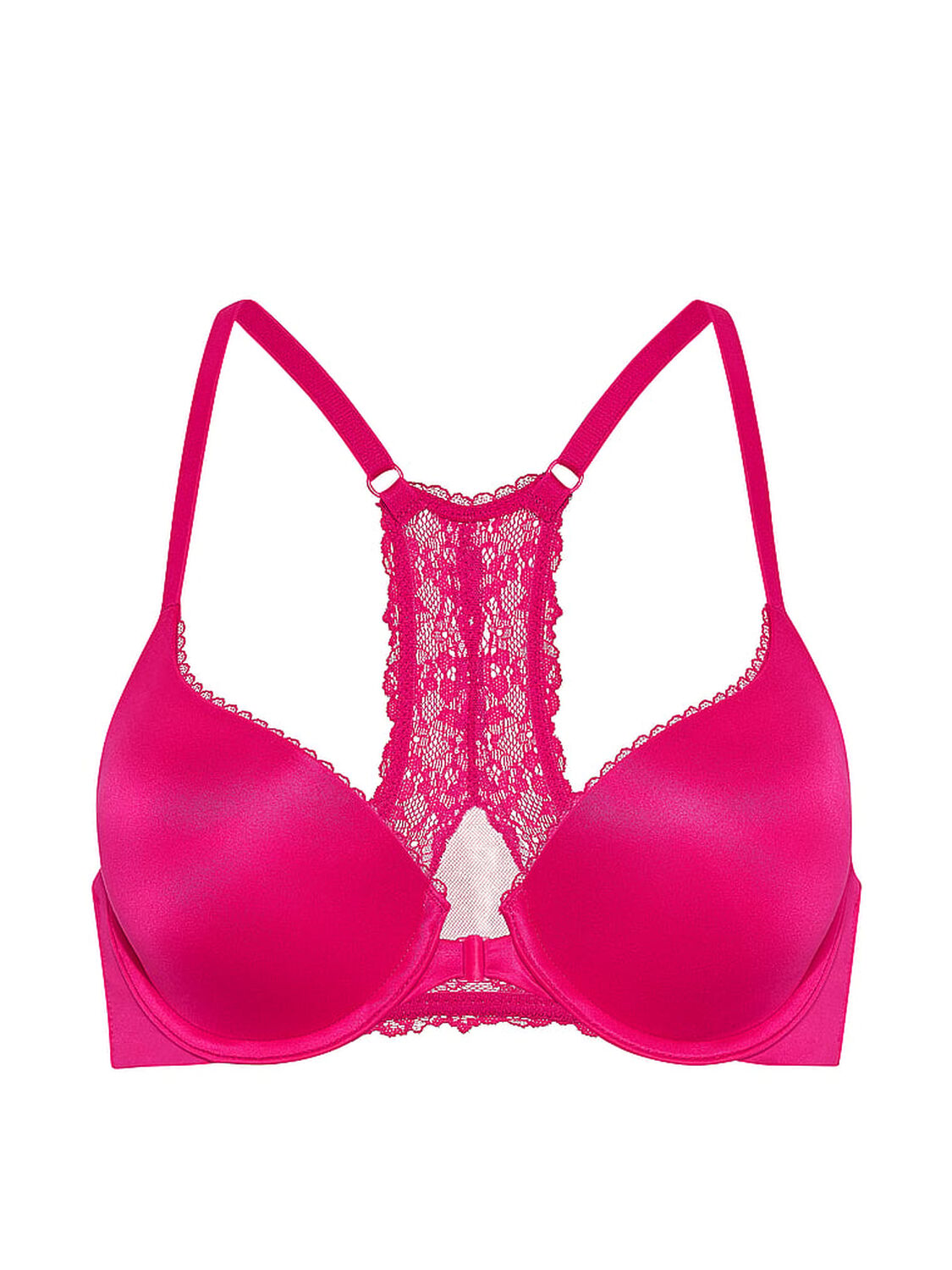 vs Body By Victoria Perfect Shape Lace Racerback Push-Up Bra Pop Pink 3 of 3 