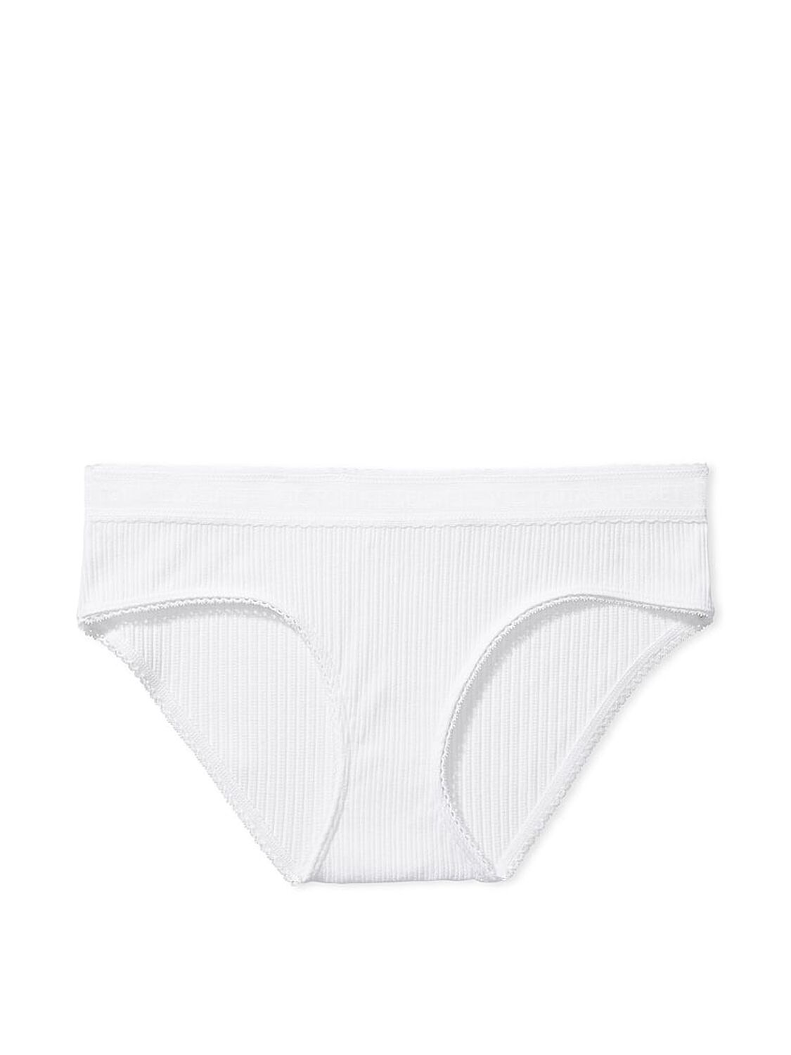vs Cotton Logo Cotton Lace-Waist Hiphugger Panty Vs White 3 of 3 