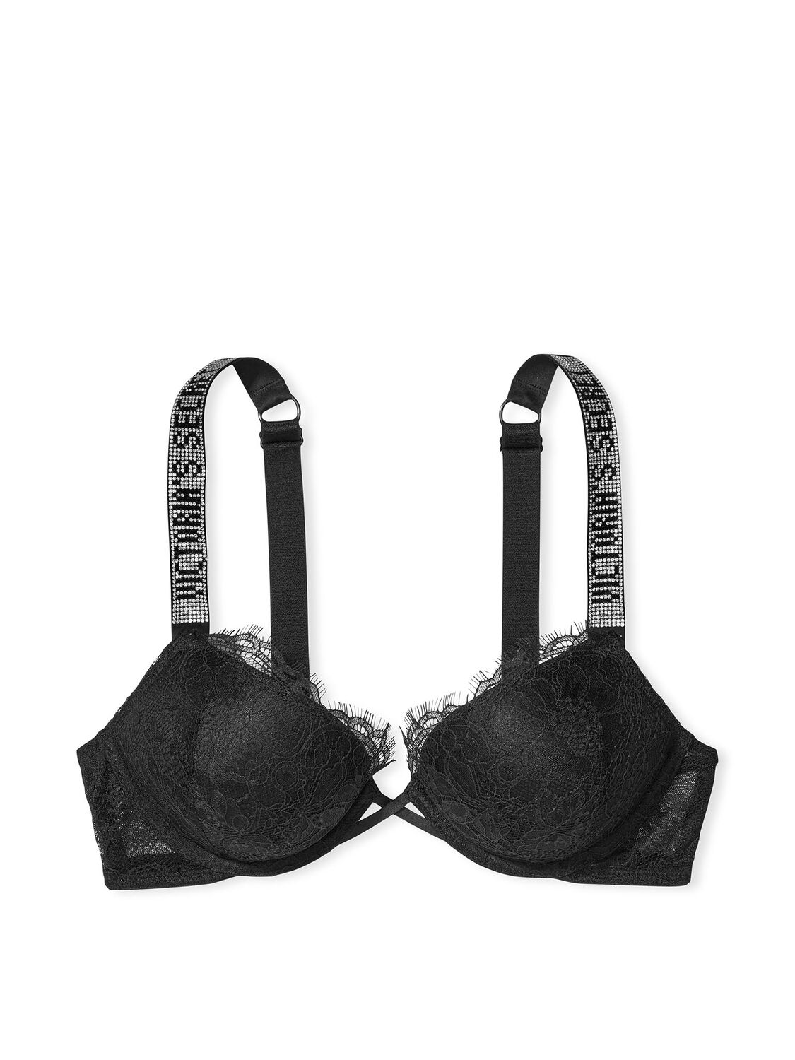vs Very Sexy Bombshell Add-2-Cups Lace Shine Strap Push-Up Bra Black 3 of 3 