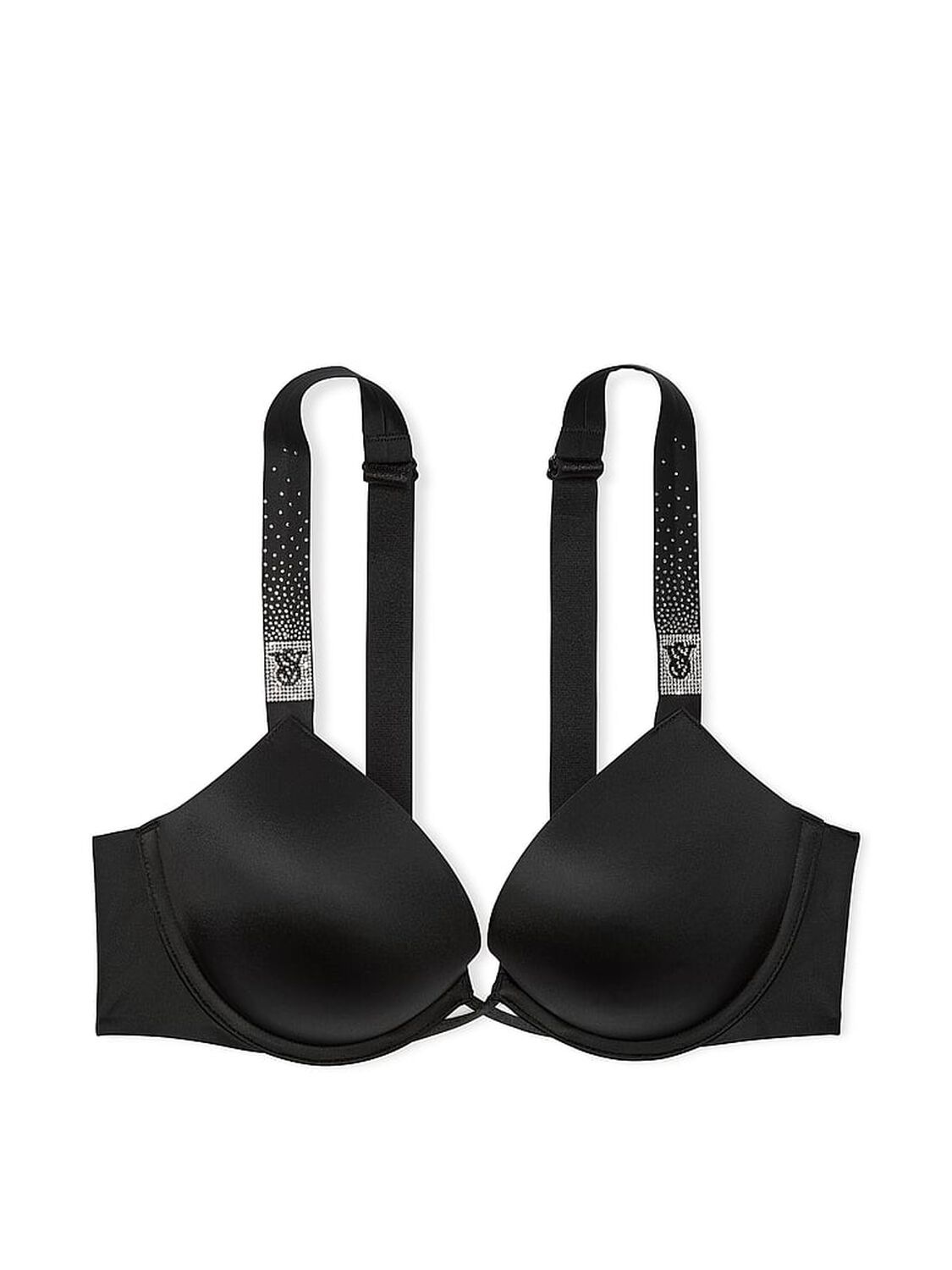 vs Very Sexy Bombshell Add-2-Cups Scattered Shine Strap Push-Up Bra Jet Black 3 of 4 