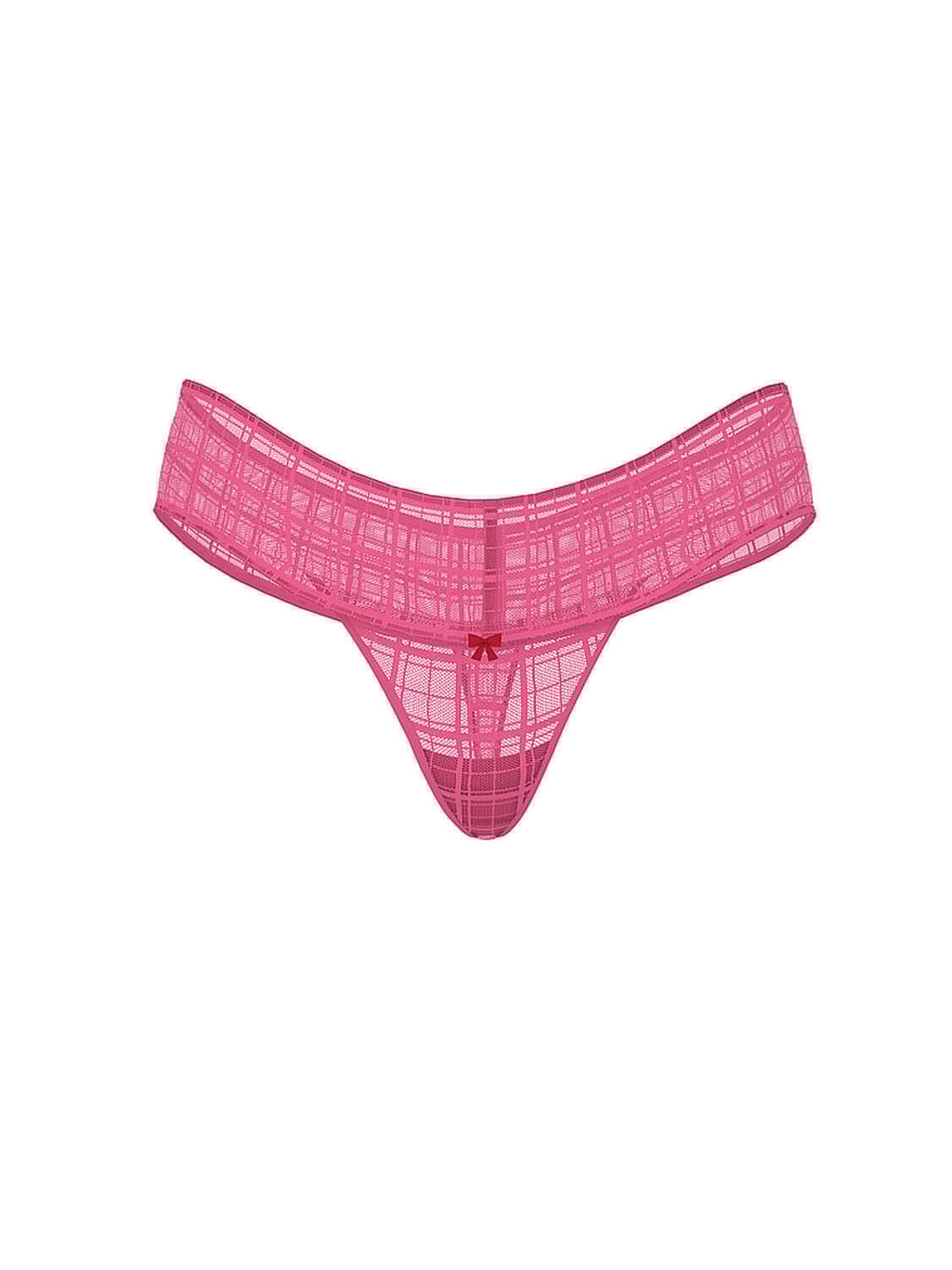 vs The Lacie Plaid Lace Thong Panty Rose Garden Pink 3 of 3 