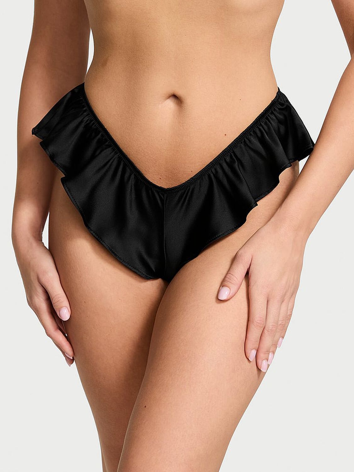 vs Very Sexy Satin Flutter Cheeky Panty Black 1 of 3 