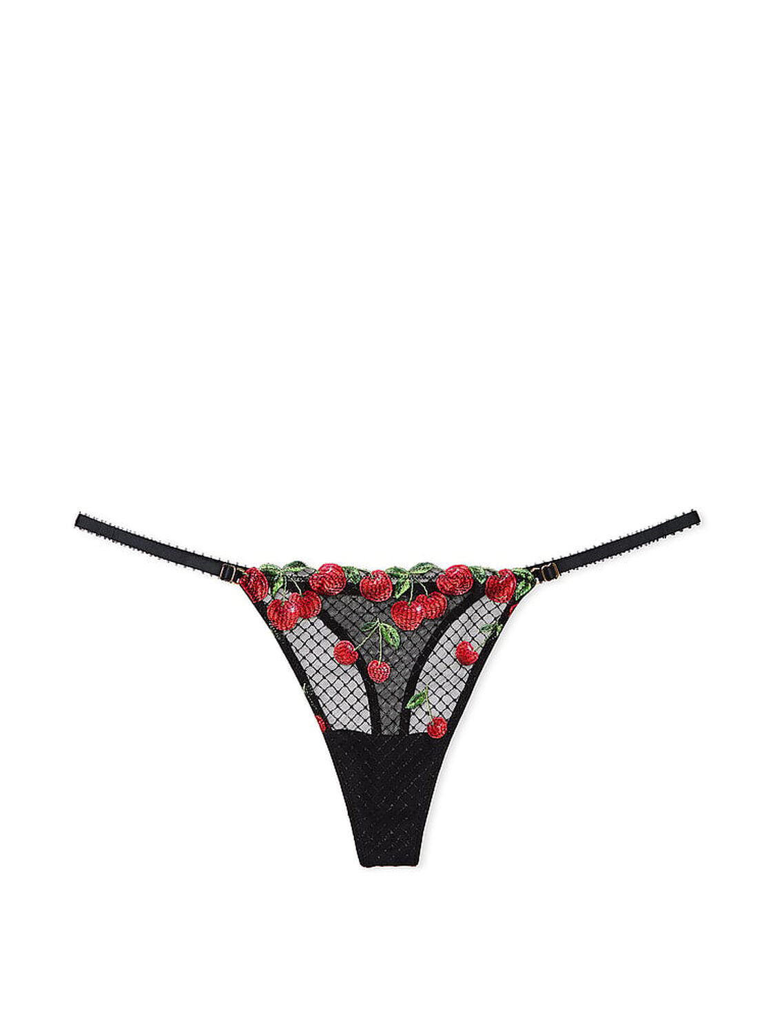 vs Very Sexy Cherry Embroidery Adjustable String Thong Panty Black Cherries 3 of 4 