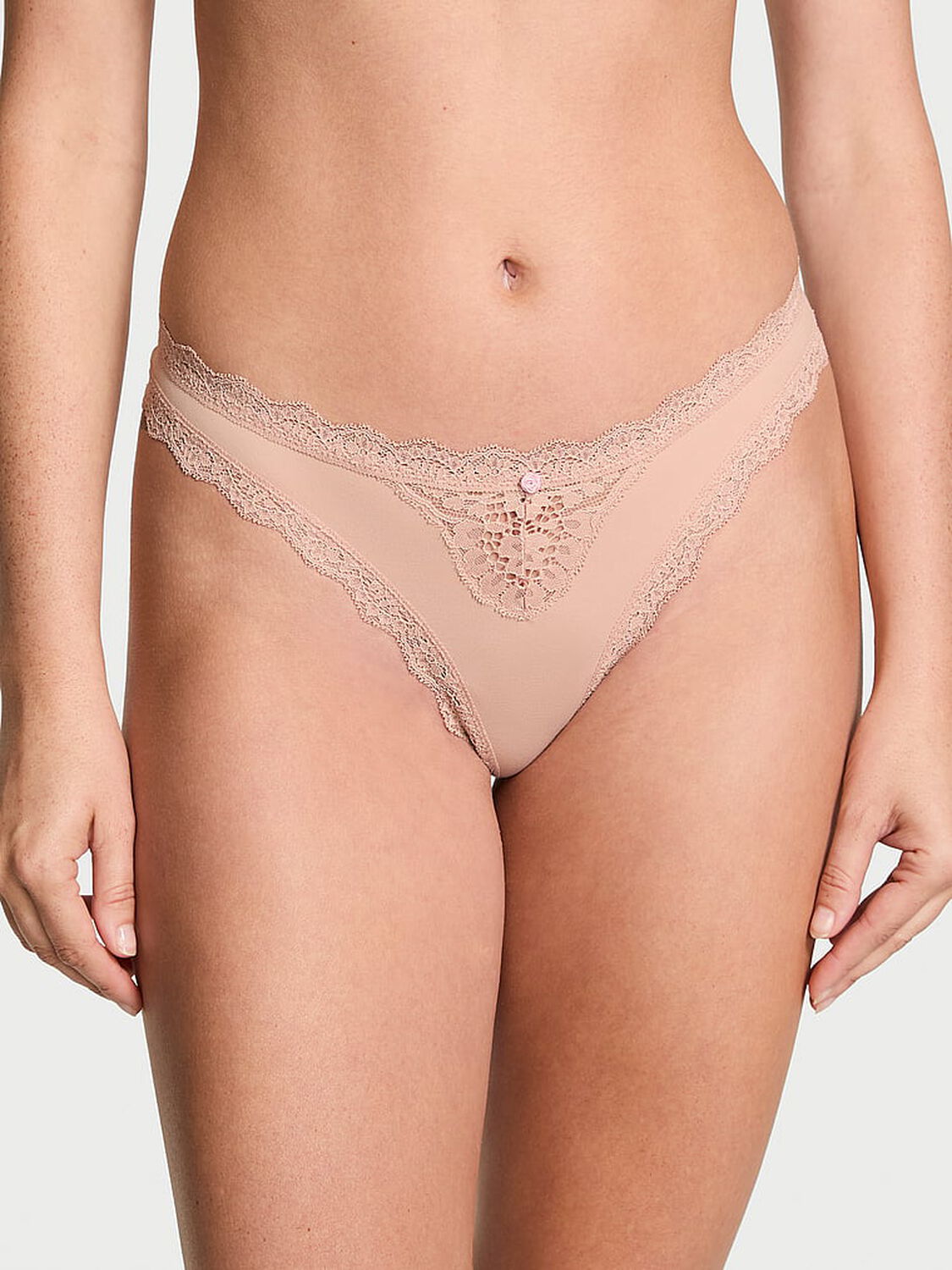 vs Dream Angels Lace-Trim Thong Panty Macaron 1 of 4 