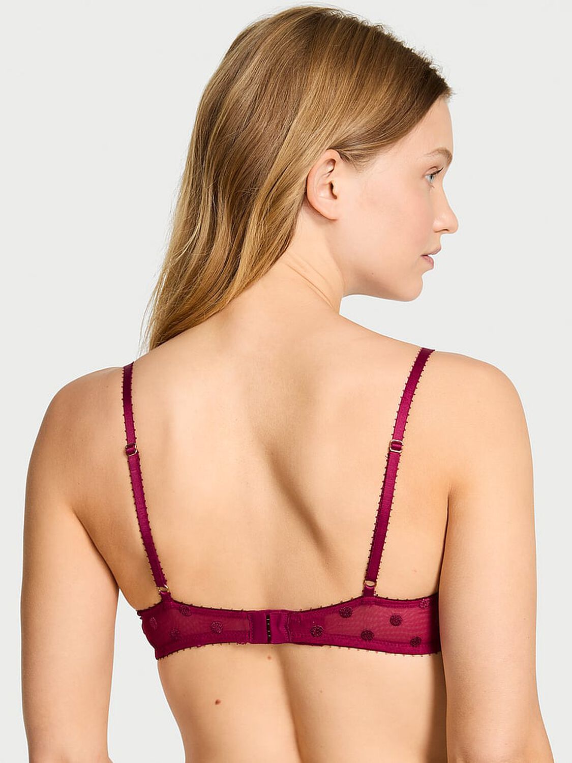vs Very Sexy Sheer Heritage Dot Unlined Demi Bra Fresh Jam 2 of 3 