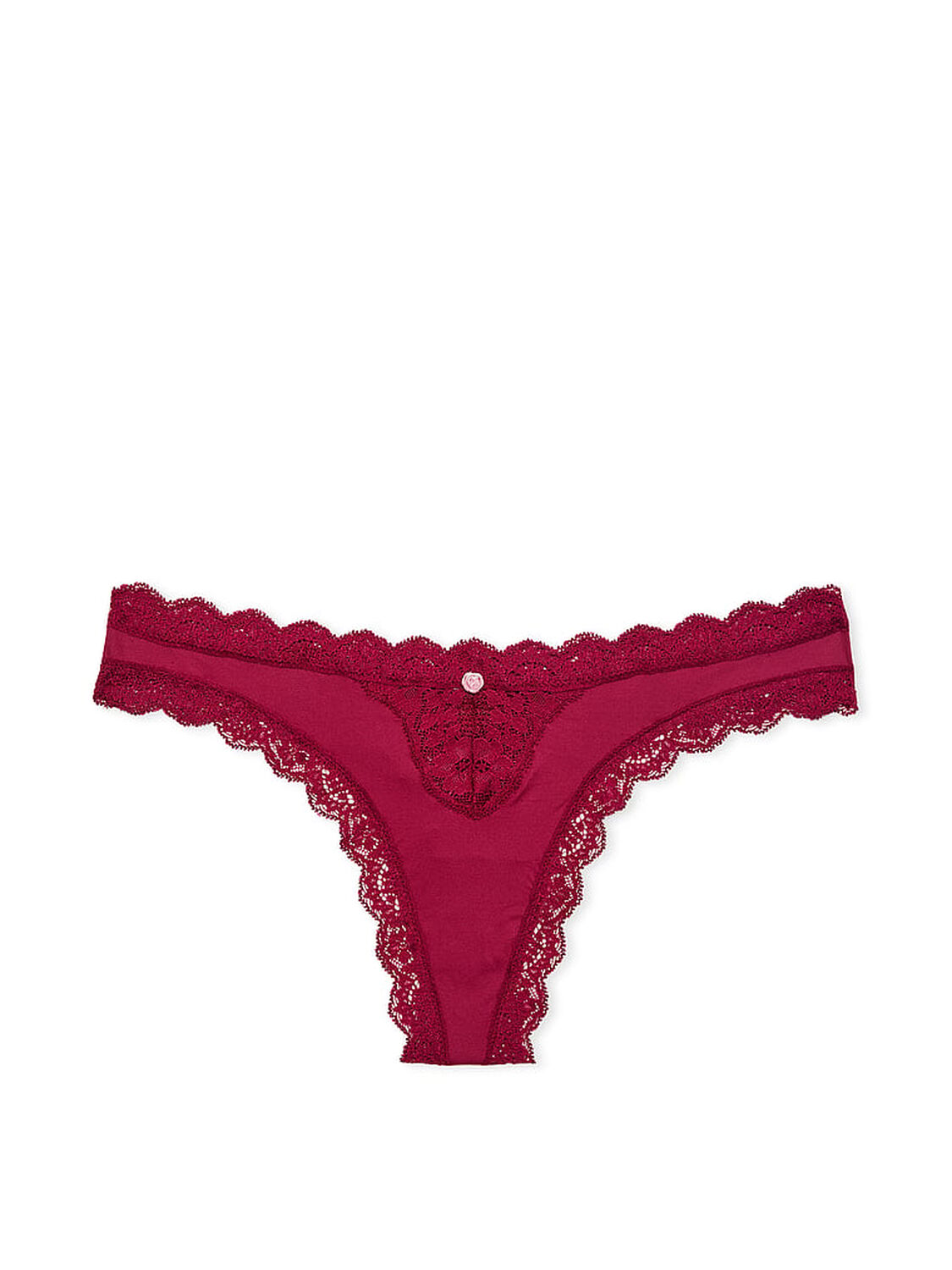 vs Dream Angels Lace-Trim Thong Panty Campari Red 3 of 3 