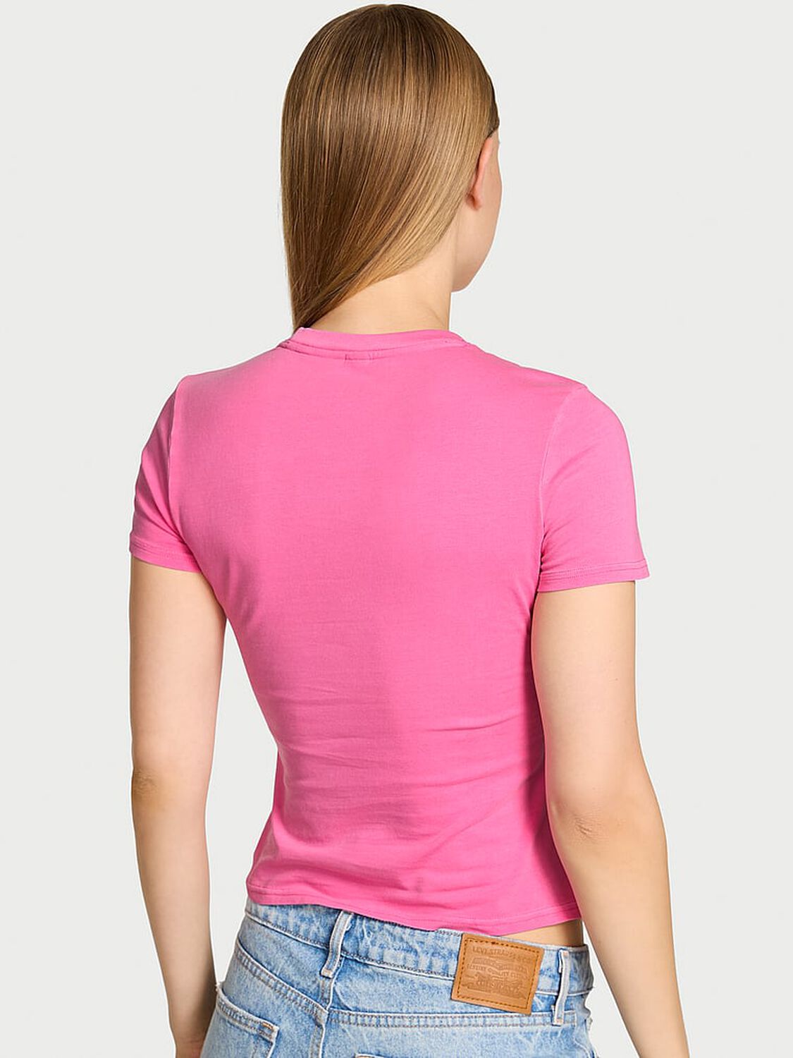 vs Angel Essentials Stretch Cotton Fitted Tee Washed Hollywood Pink 2 of 2 